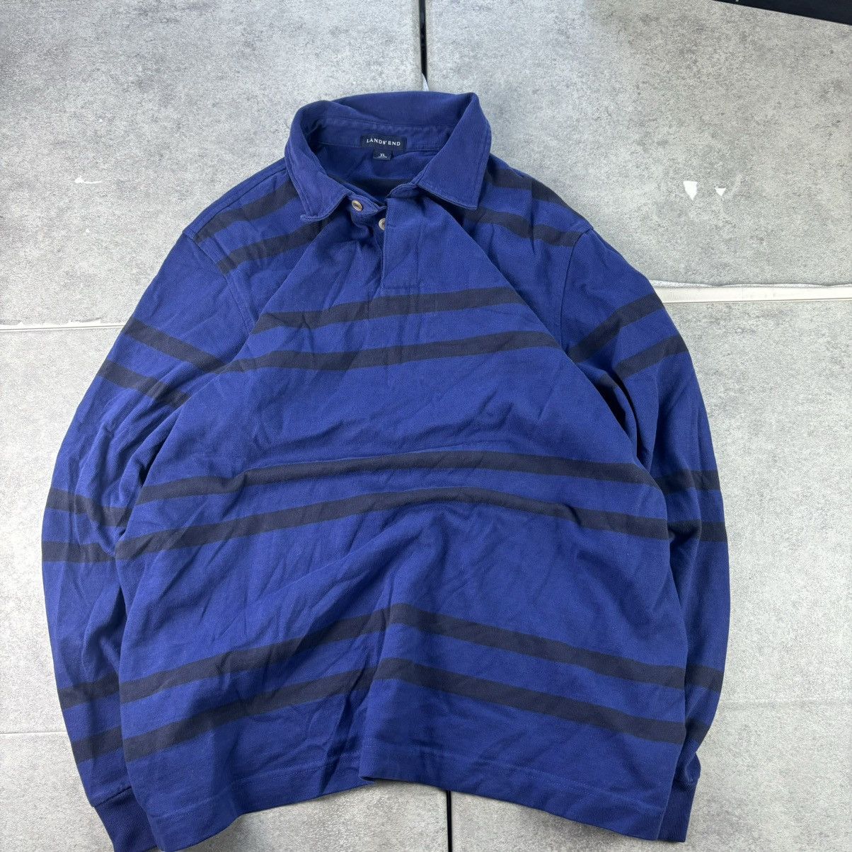 Lands' End Lands end purple with black stripes long sleeve polo Size US XL / EU 56 / 4 - 1 Thumbnail