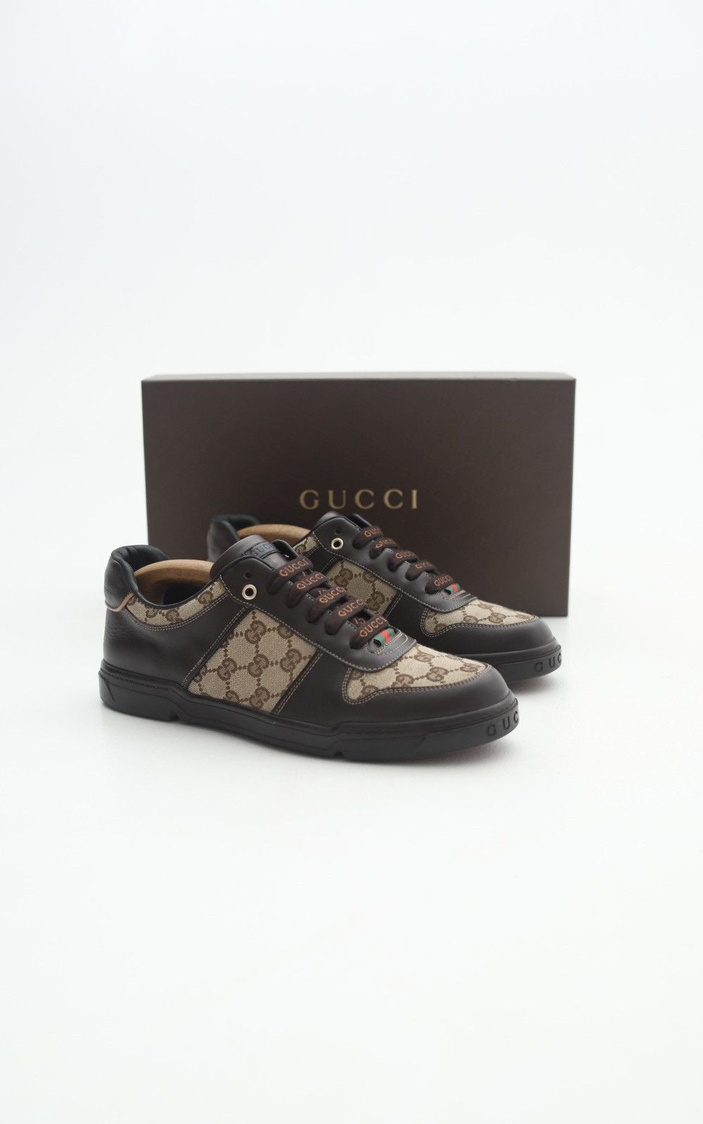 Gucci GUCCI Sneakers Leather Shoes GG Monogram Logo Brown Men’s Size US 9 / EU 42 - 1 Thumbnail
