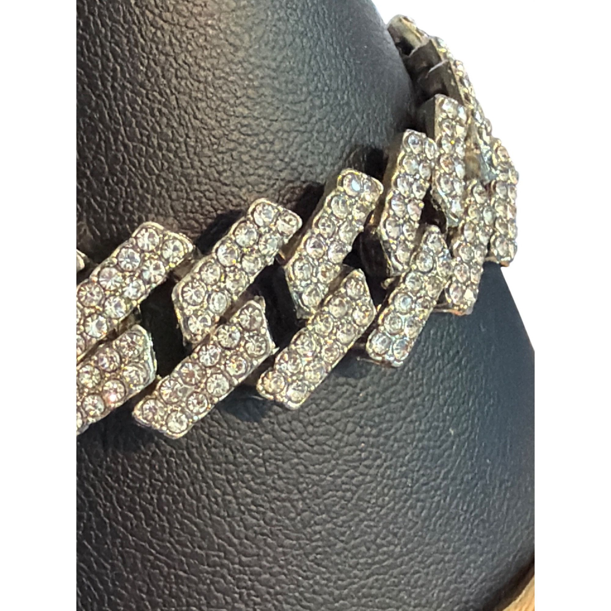Other Pave Rhinestone Cuban Link Bracelet Silver Tone Iced Out Fol Size ONE SIZE - 2 Thumbnail