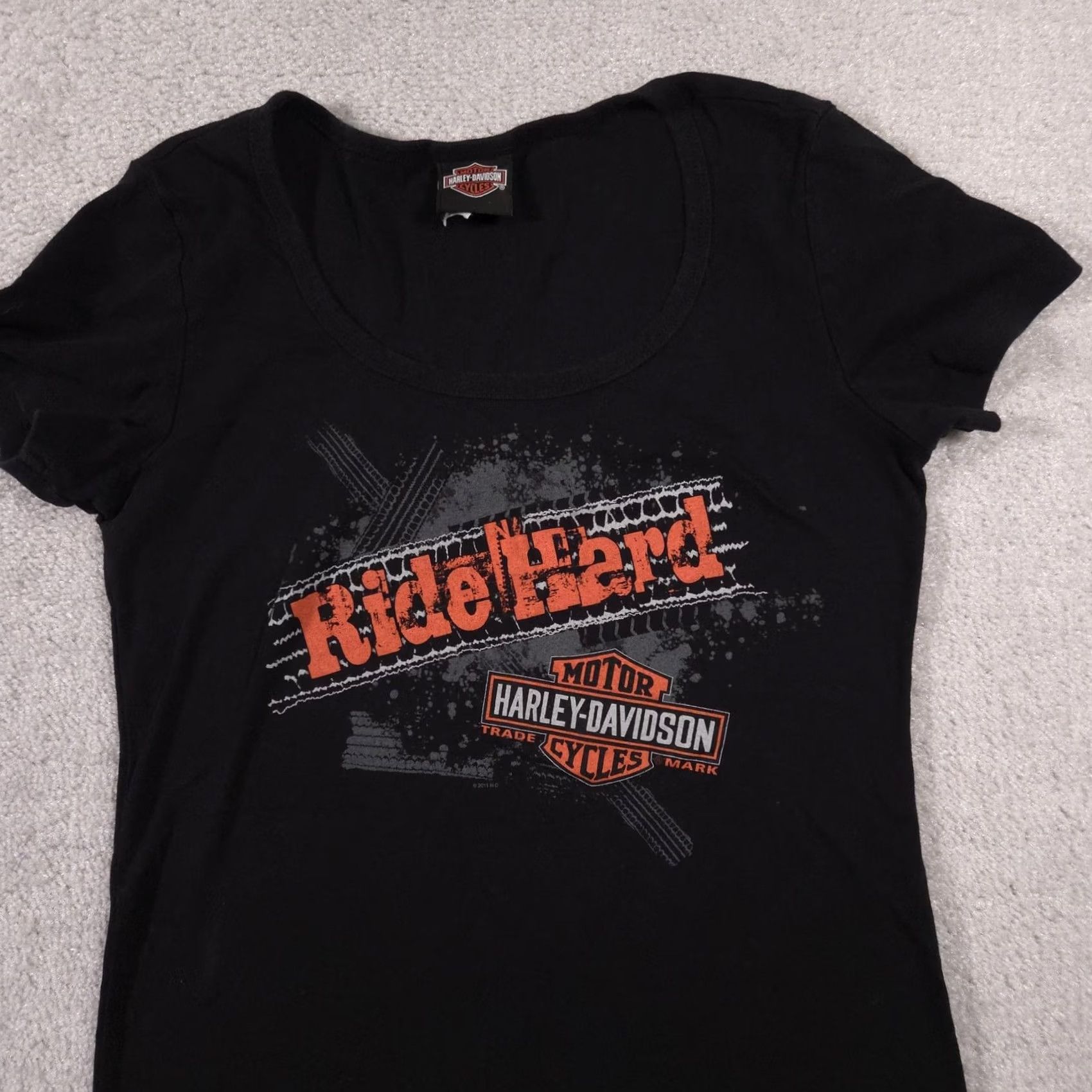 Harley Davidson Harley-Davidson Shirt Womens Medium Black Ride Hard Graphic Biker Louisville KY Size M / US 6-8 / IT 42-44 - 3 Thumbnail