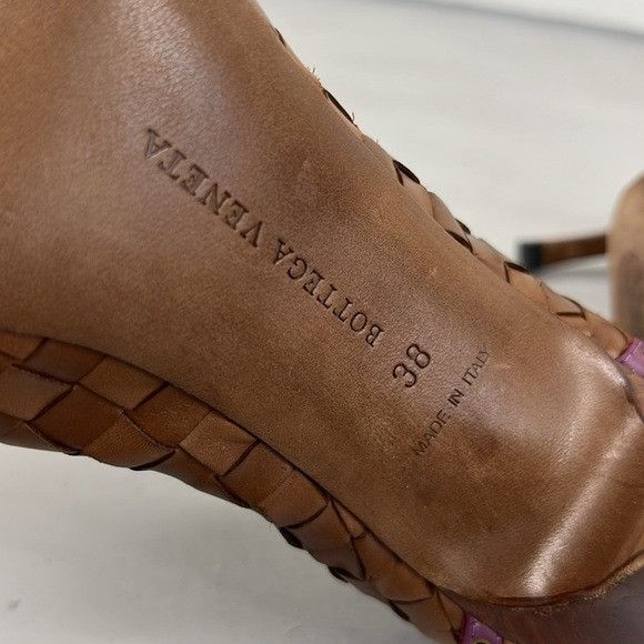 Bottega Veneta Bottega Veneta Intrecciato Woven Grommet Peep Toe Stacked He Size US 8 / IT 38 - 8 Thumbnail