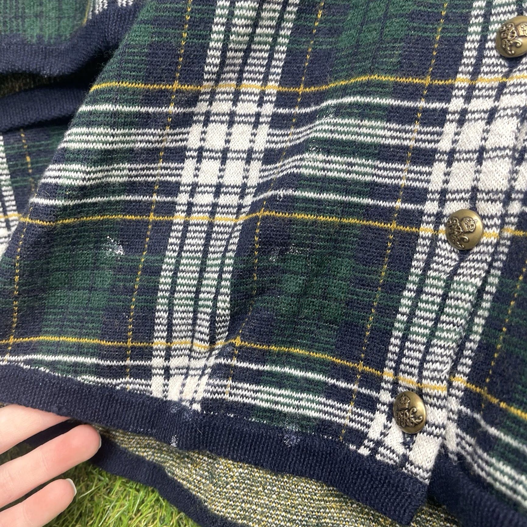 VINTAGE Ralph Lauren Wool Poncho Sweater Womens Size 6 Plaid Multicolor Knit Fall Winter Designer