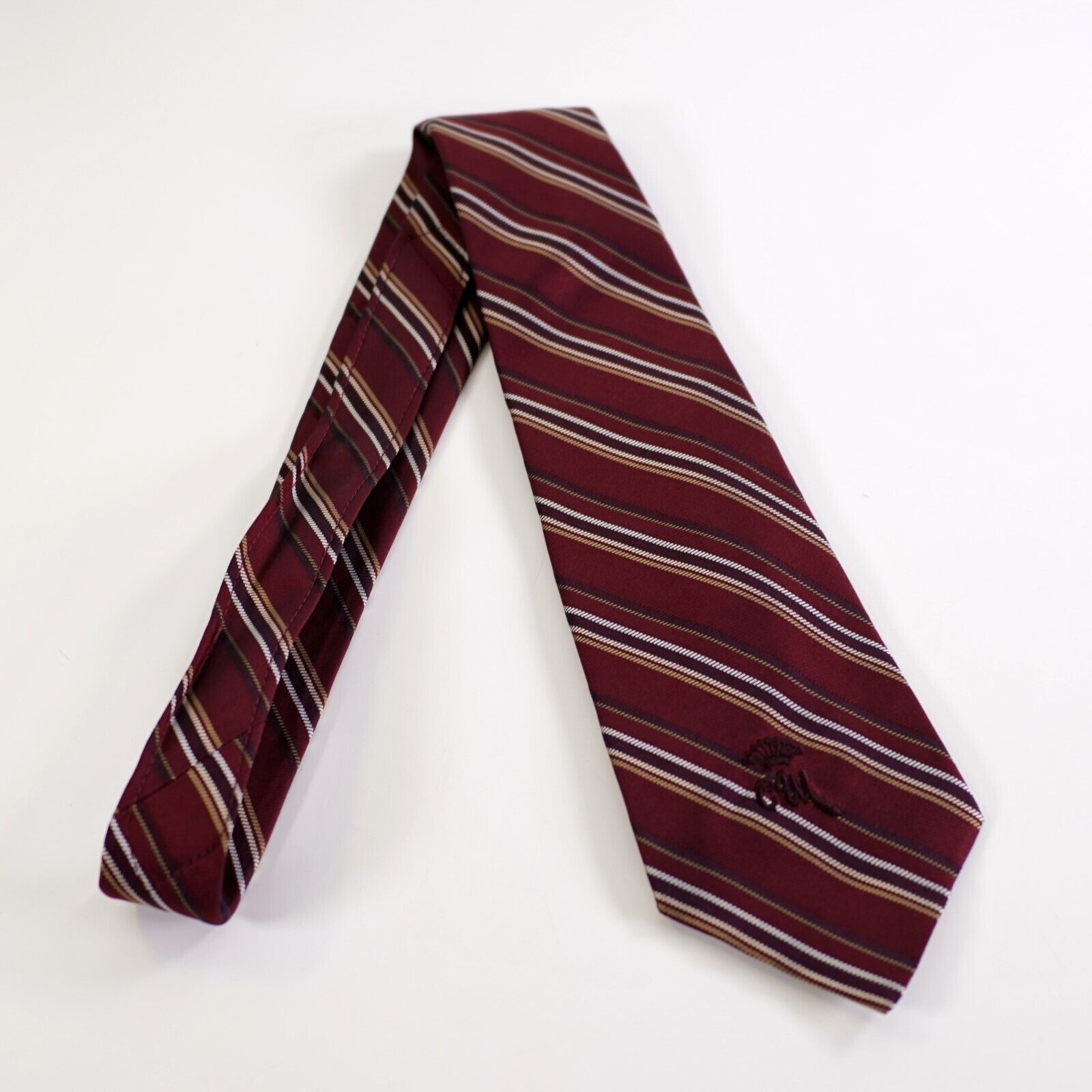 Countess Mara Countess Mara Moroon Red Woven Striped Short Silk Tie Size ONE SIZE - 6 Thumbnail