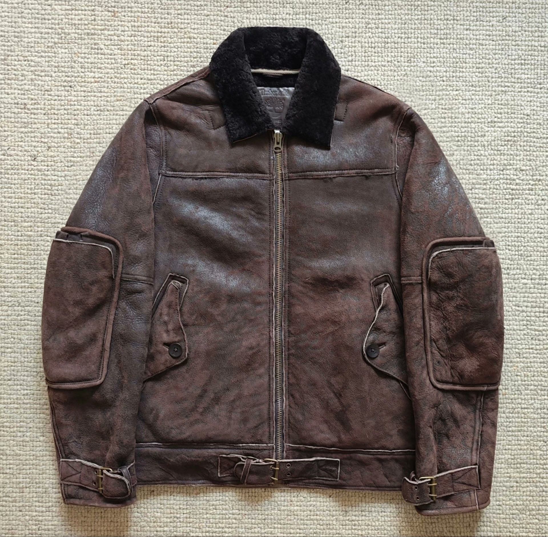 Timberland Timberland Brown Shearling Motorcycle Jacket Size US M / EU 48-50 / 2 - 1 Thumbnail