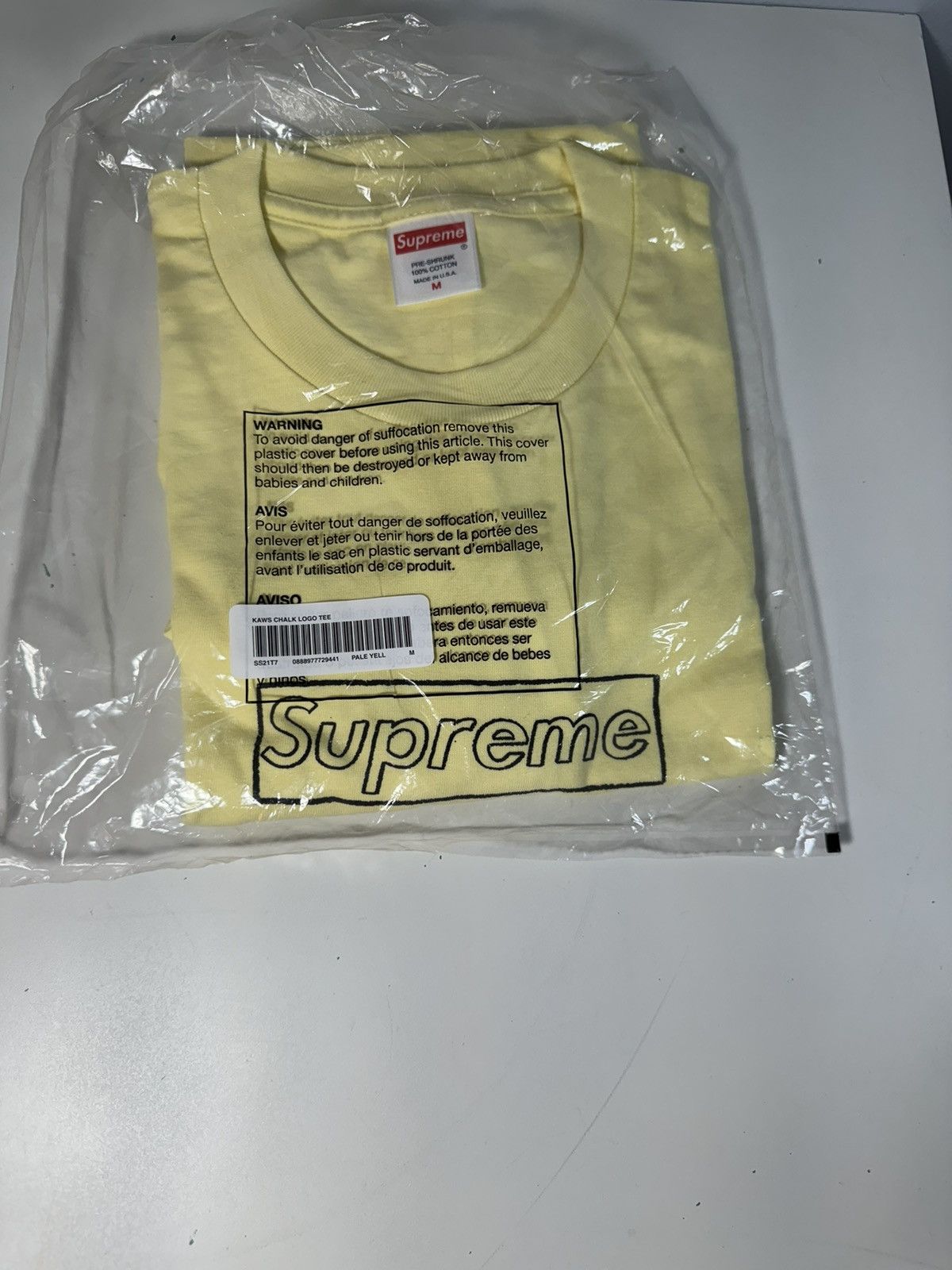 image of Kaws Chalk Tee Logo Pale Yellow Medium New Sealed, Men's