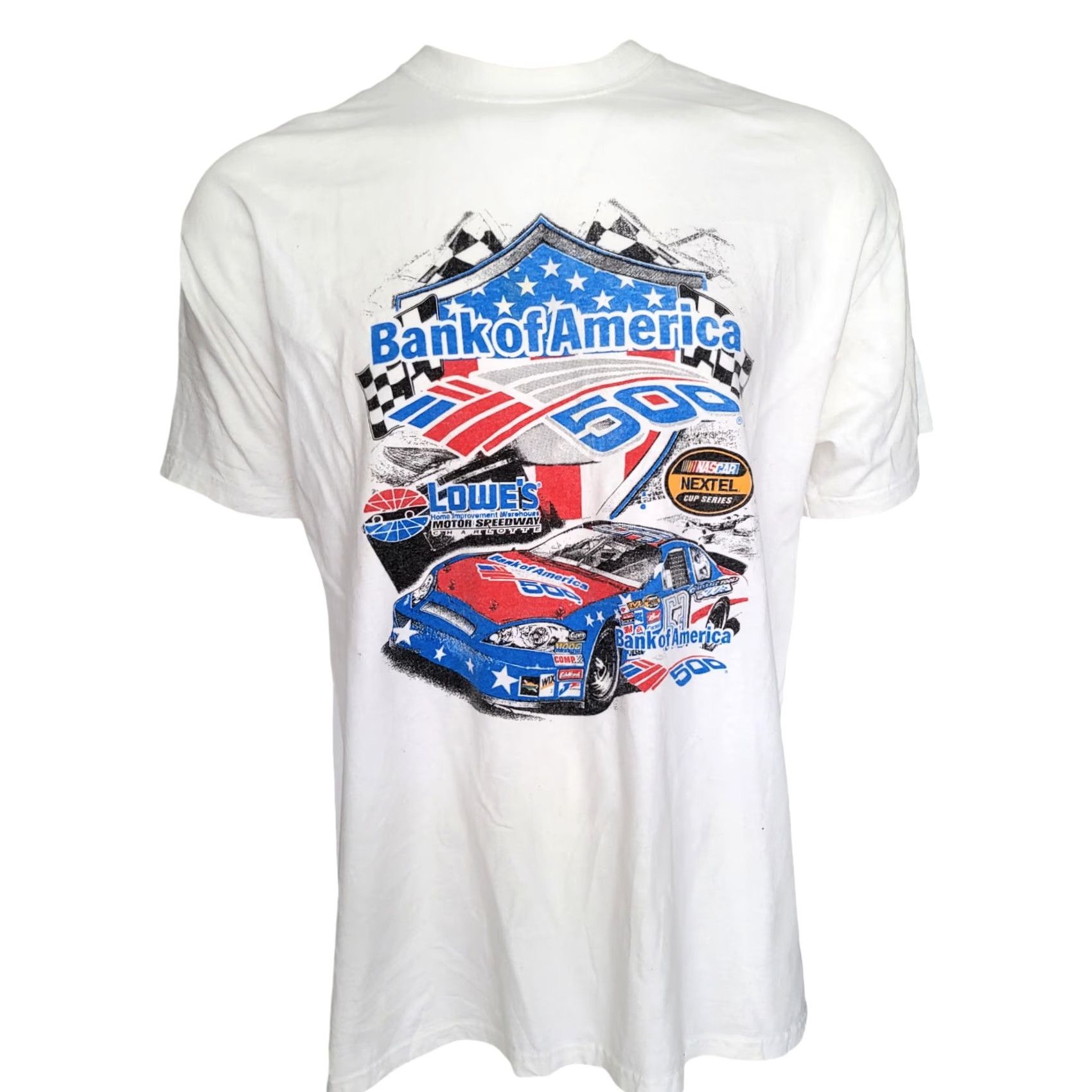 Hanes VINTAGE Bank of America 500 NASCAR 2007 T-Shirt XL Hanes White 100% Cotton Size US XL / EU 56 / 4 - 6 Thumbnail