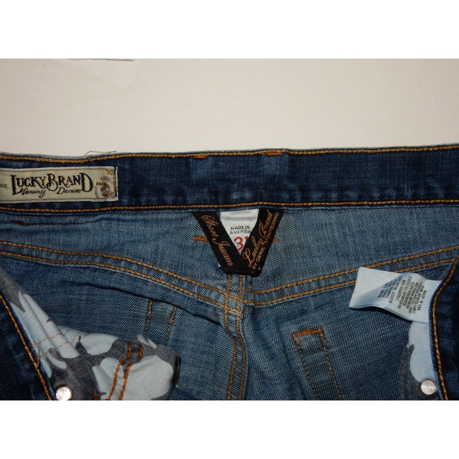 Lucky Brand Lucky Brand Men's Denim Jeans Size 31x30 Blue Straight US Made Small Rip Size US 31 - 5 Thumbnail