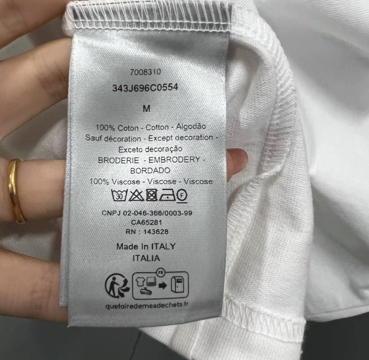 Dior Dior White Logo Embroidered Short Sleeve T-shirt J41 Size US M / EU 48-50 / 2 - 4 Thumbnail