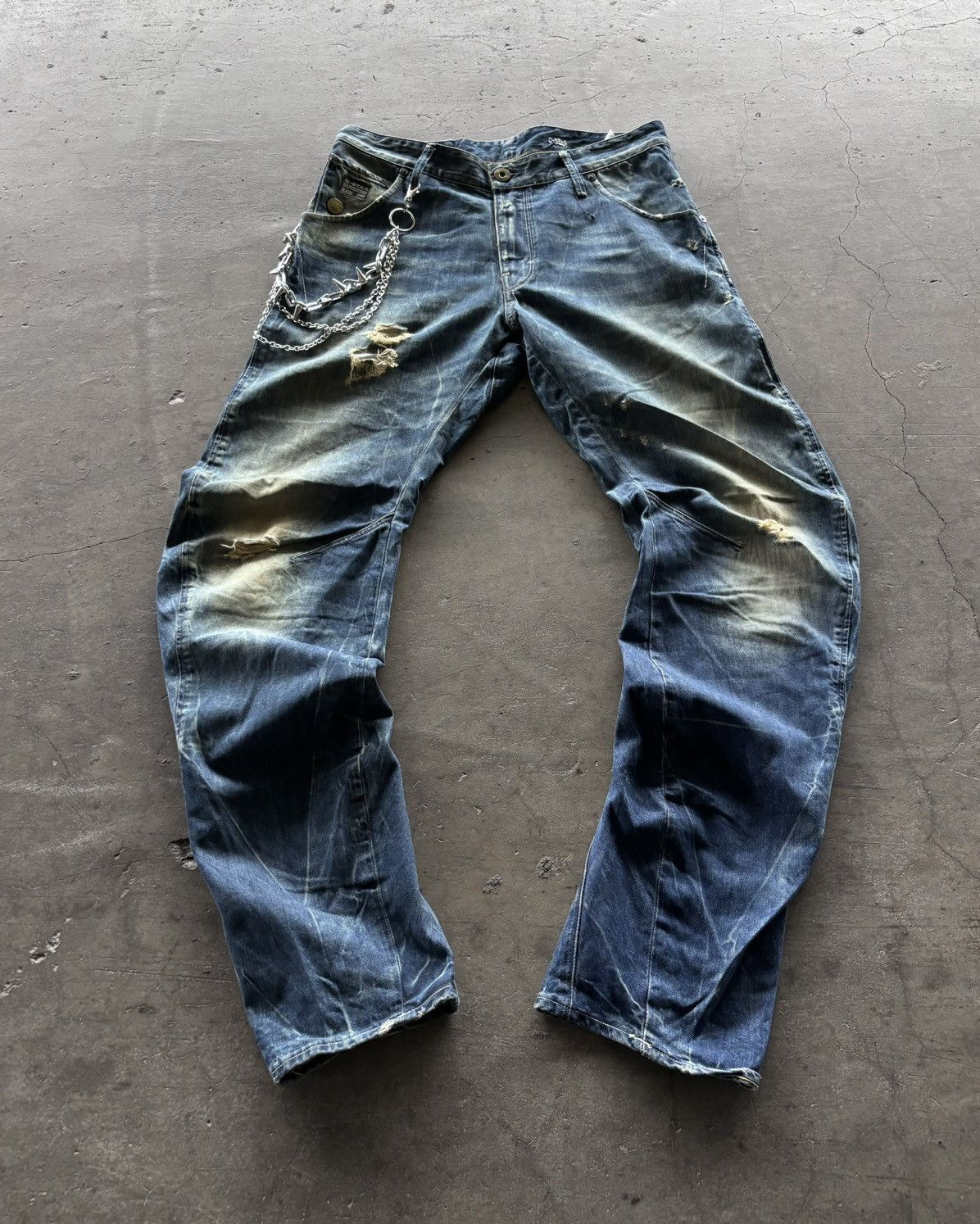 G-Star Gstar Raw Denim J Cut Mud Wash Distressed Denim Pants Size US 30 / EU 46 - 1 Thumbnail