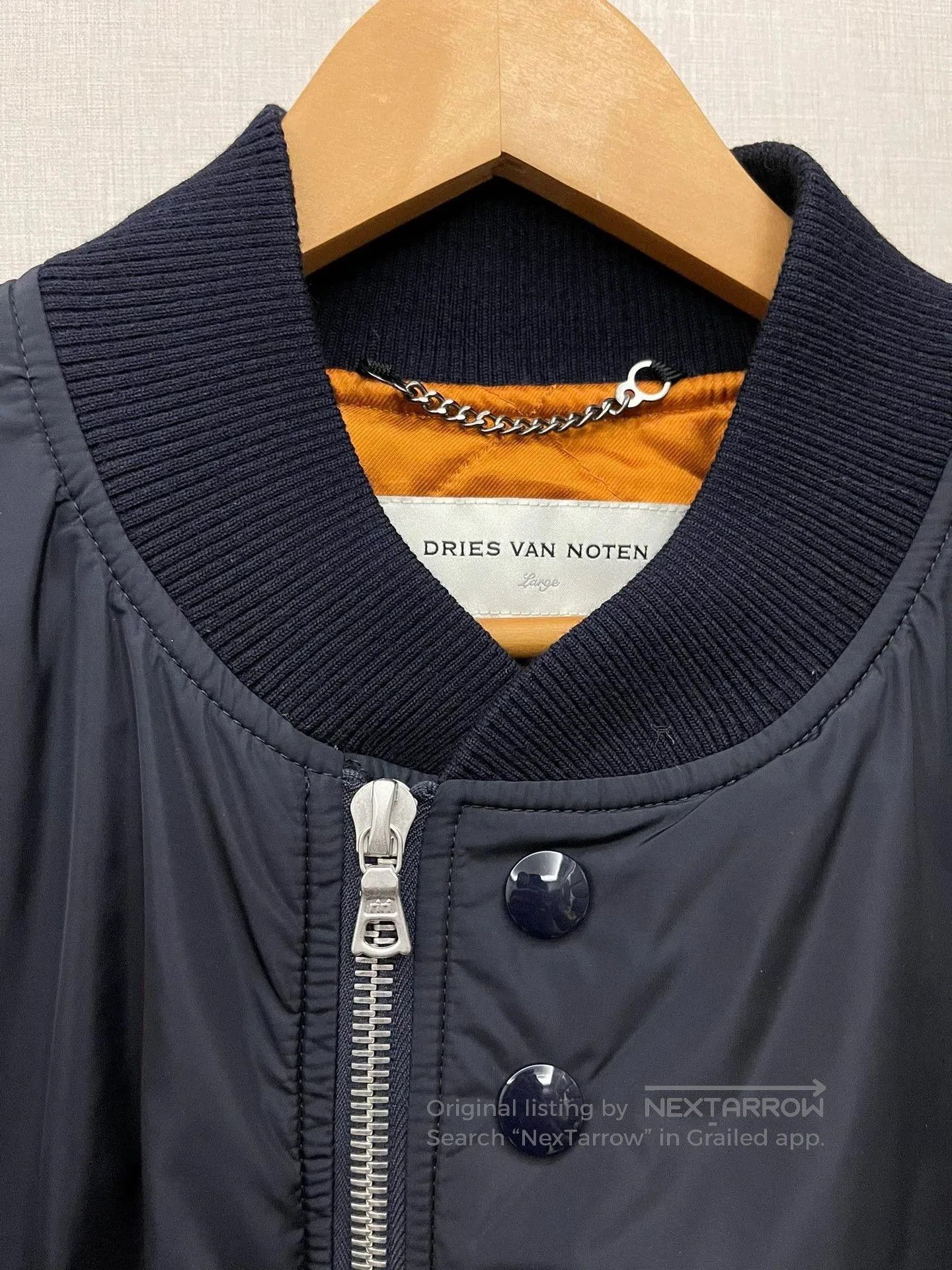 Dries Van Noten Blue Bomber Jacket with Zip and Button Closure. Size US L / EU 52-54 / 3 - 3 Thumbnail