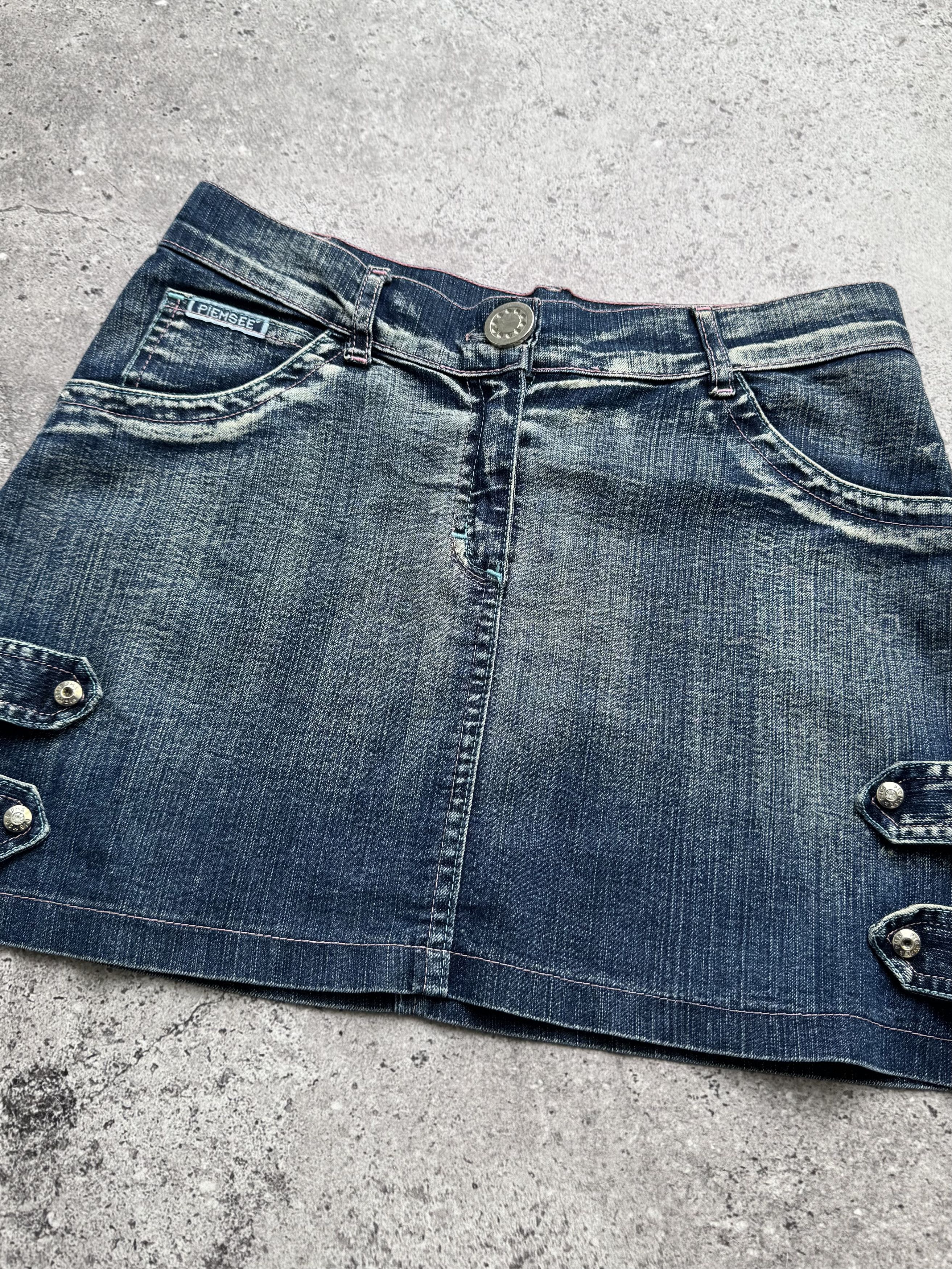 Vintage Y2K Denim Mini Skirt Low Rise Jean Skirt Pocket Detail (E8) Size 27" / US 4 / IT 40 - 2 Thumbnail