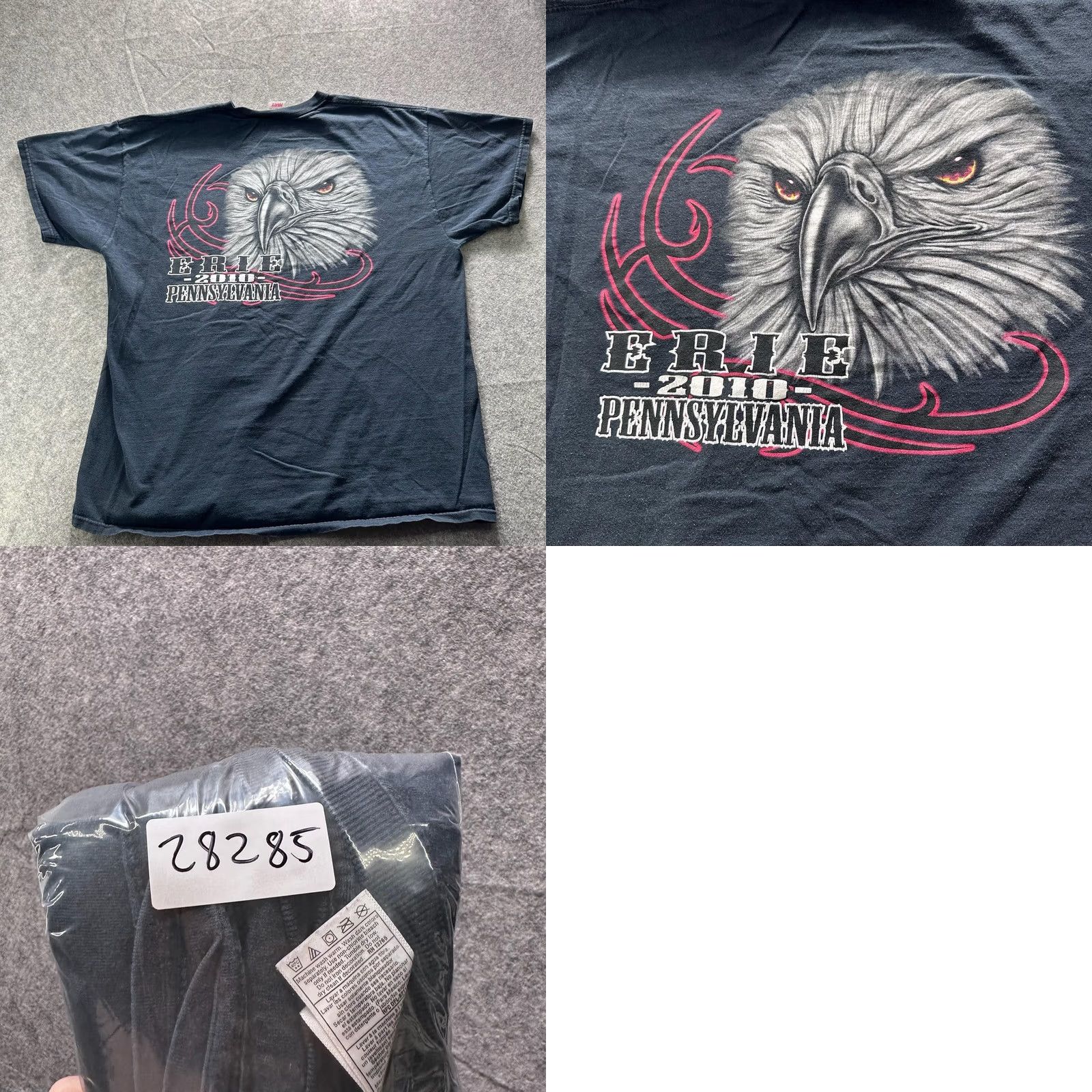 Fruit Of The Loom Fruit of the Loom Shirt Mens 2XL Black Graphic Tee VTG Erie Pennsylvania Eagles Logo Crew Neck Short Sleeve Cotton Jersey Size US XXL / EU 58 / 5 - 8 Thumbnail