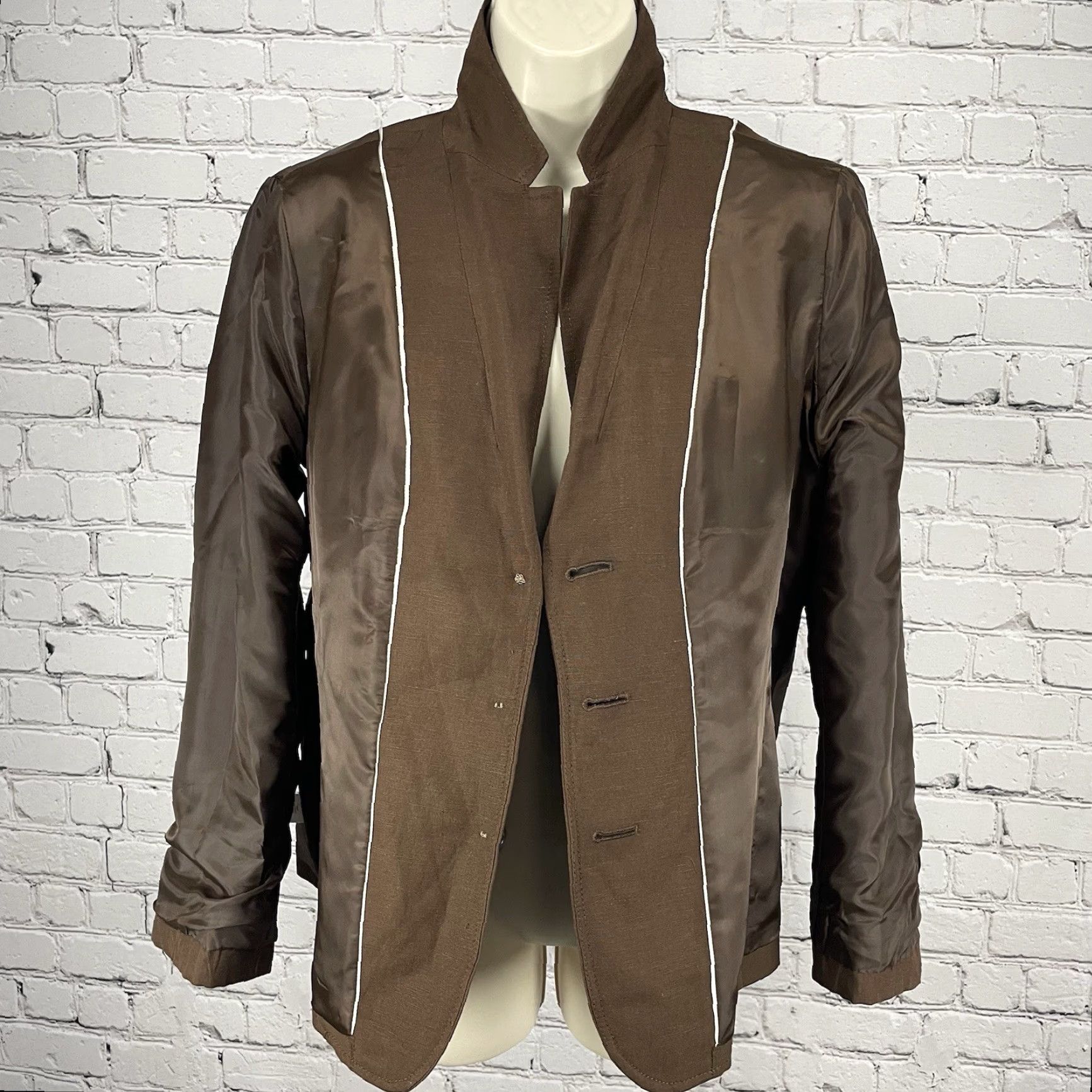 Talbots Talbots Blazer Brown Linen Blend 3 Button Vented Lightweight Petite 10P Womens Jacket Size L / US 10 / IT 46 - 7 Thumbnail
