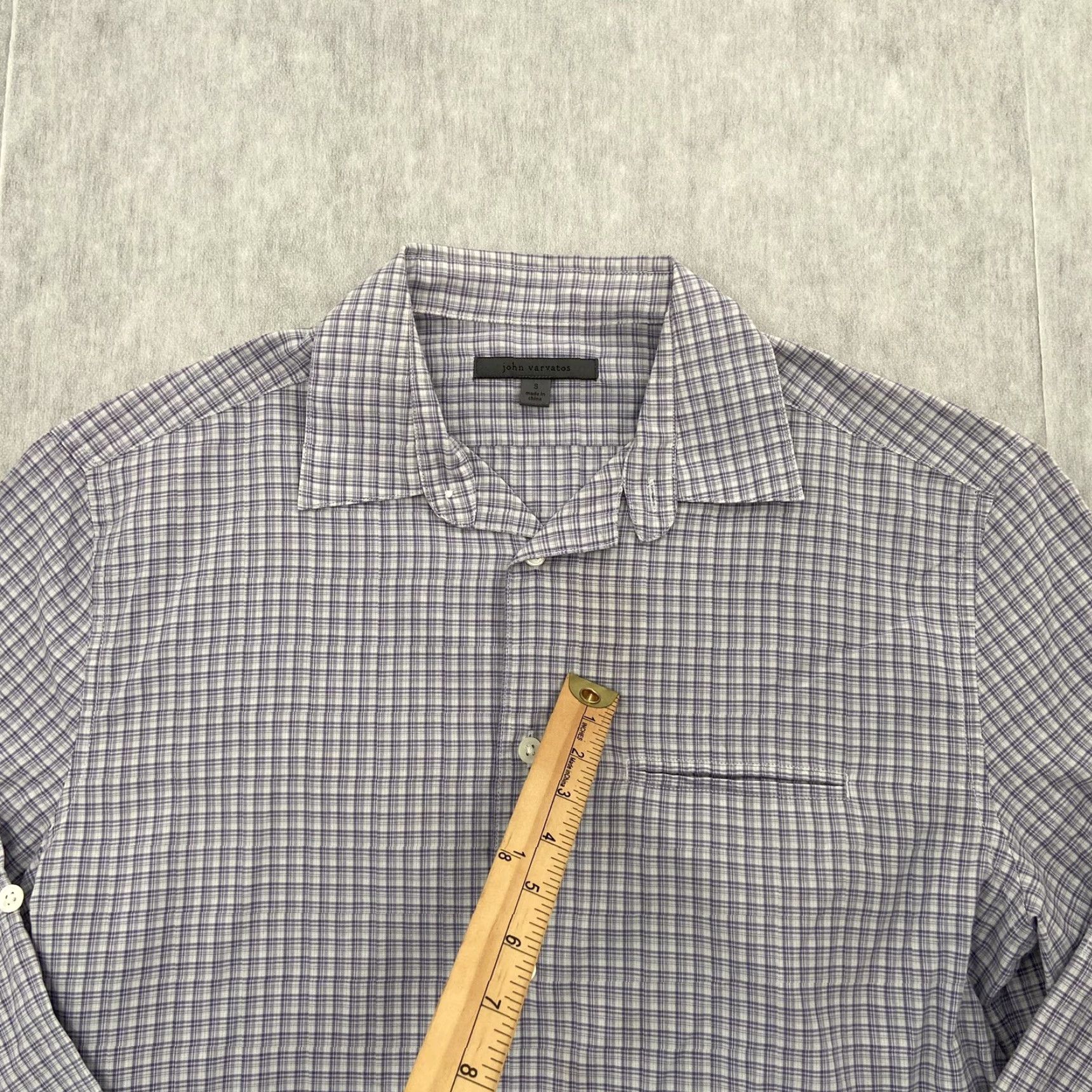John Varvatos Vintage John Varvatos Men’s S Check Button-Up Long Sleeve Cotton Shirt Purple Gray Size US S / EU 44-46 / 1 - 7 Thumbnail