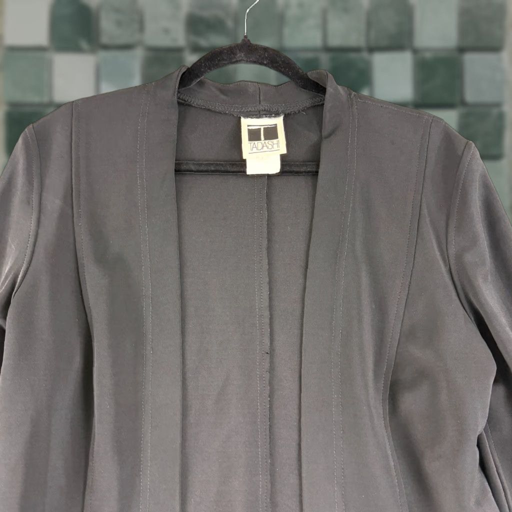 Tadashi Shoji Tadashi Jacket Womens M Black Cropped Open Front Long Sleeve Vintage USA Jacket Size M / US 6-8 / IT 42-44 - 1 Thumbnail