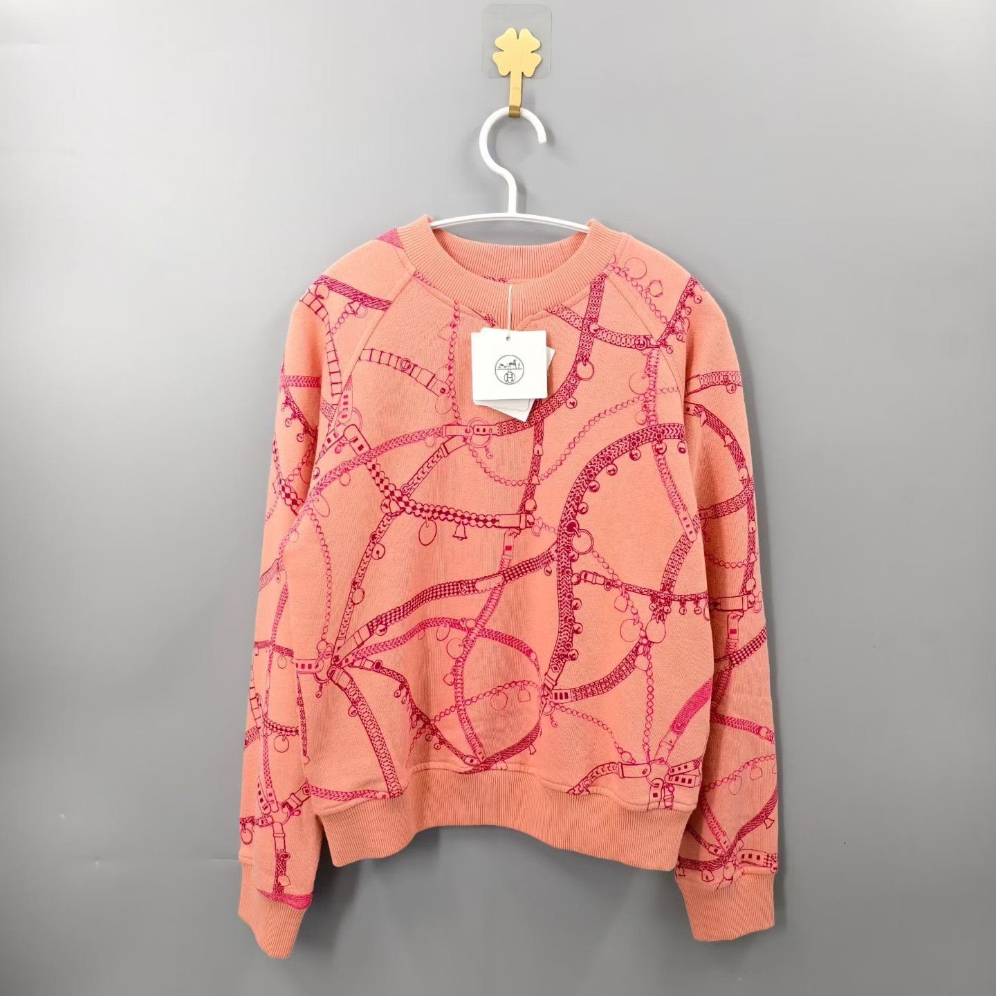 Hermes Hermes Pink Chain Print Sweatshirt Size XXS / US 00 / IT 34 - 1 Thumbnail
