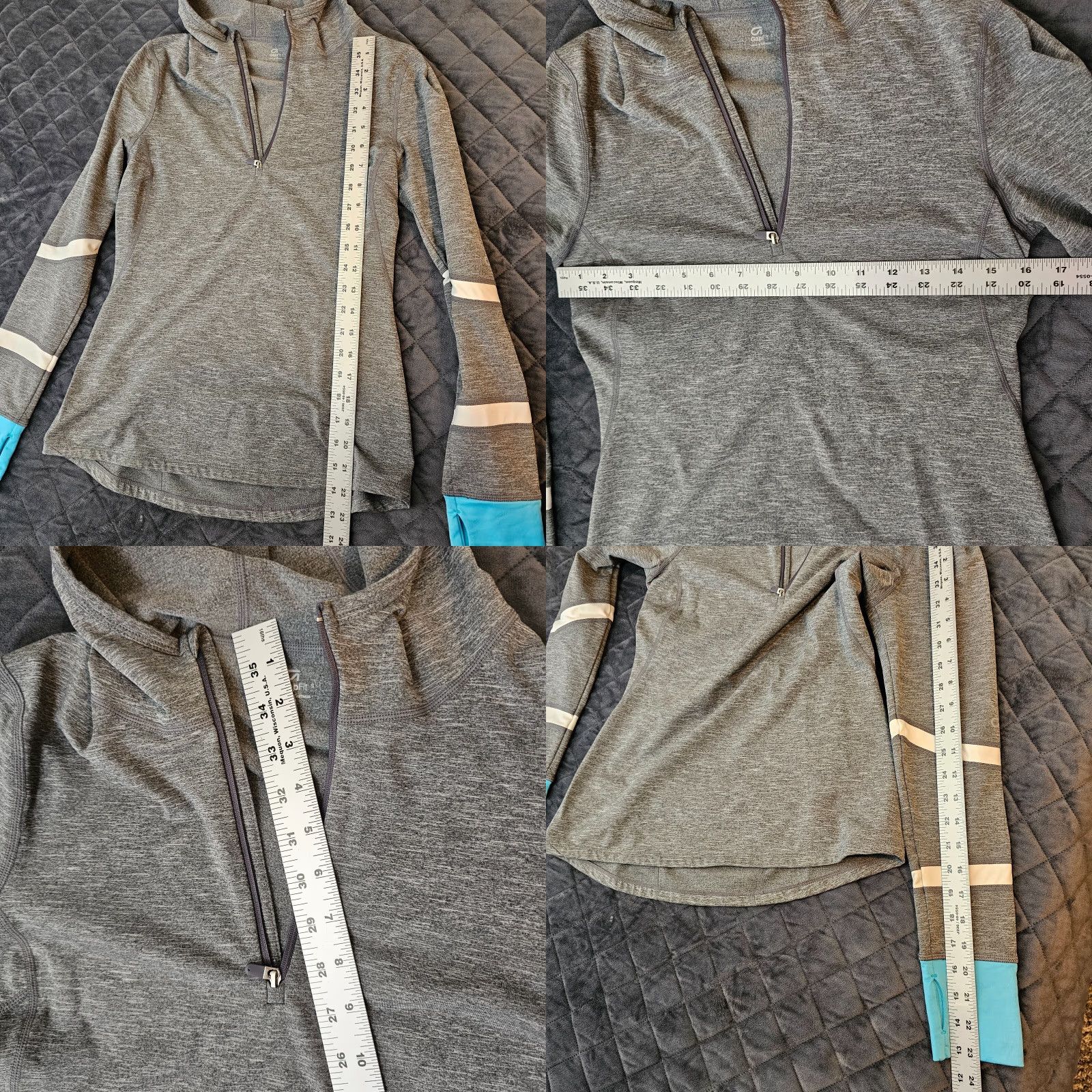 Gap Gap Fit Women's Hoodie 1/2 Zip Sweatshirt Charcoal Grey S Heather Thumbhole Activewear Zip Full Zip|Gray Womens Hoodies Size S / US 4 / IT 40 - 9 Thumbnail