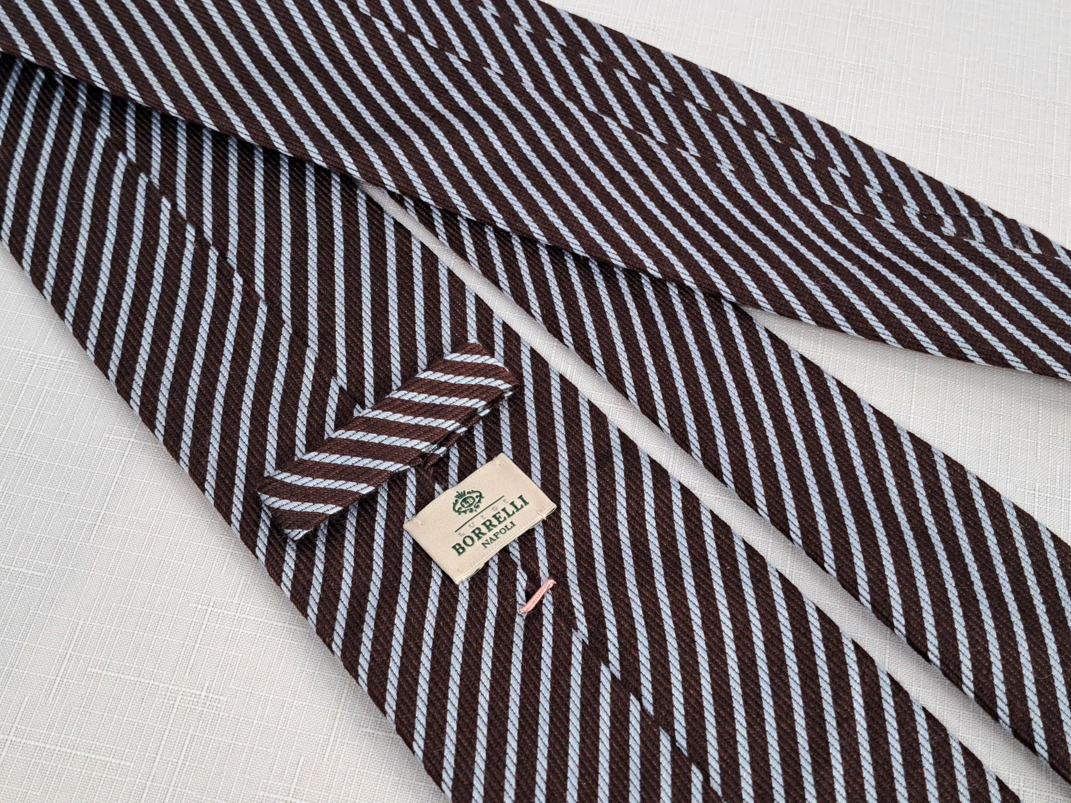 Luigi Borrelli Luigi Borelli Napoli silk/cashmere striped tie. Size ONE SIZE - 1 Thumbnail