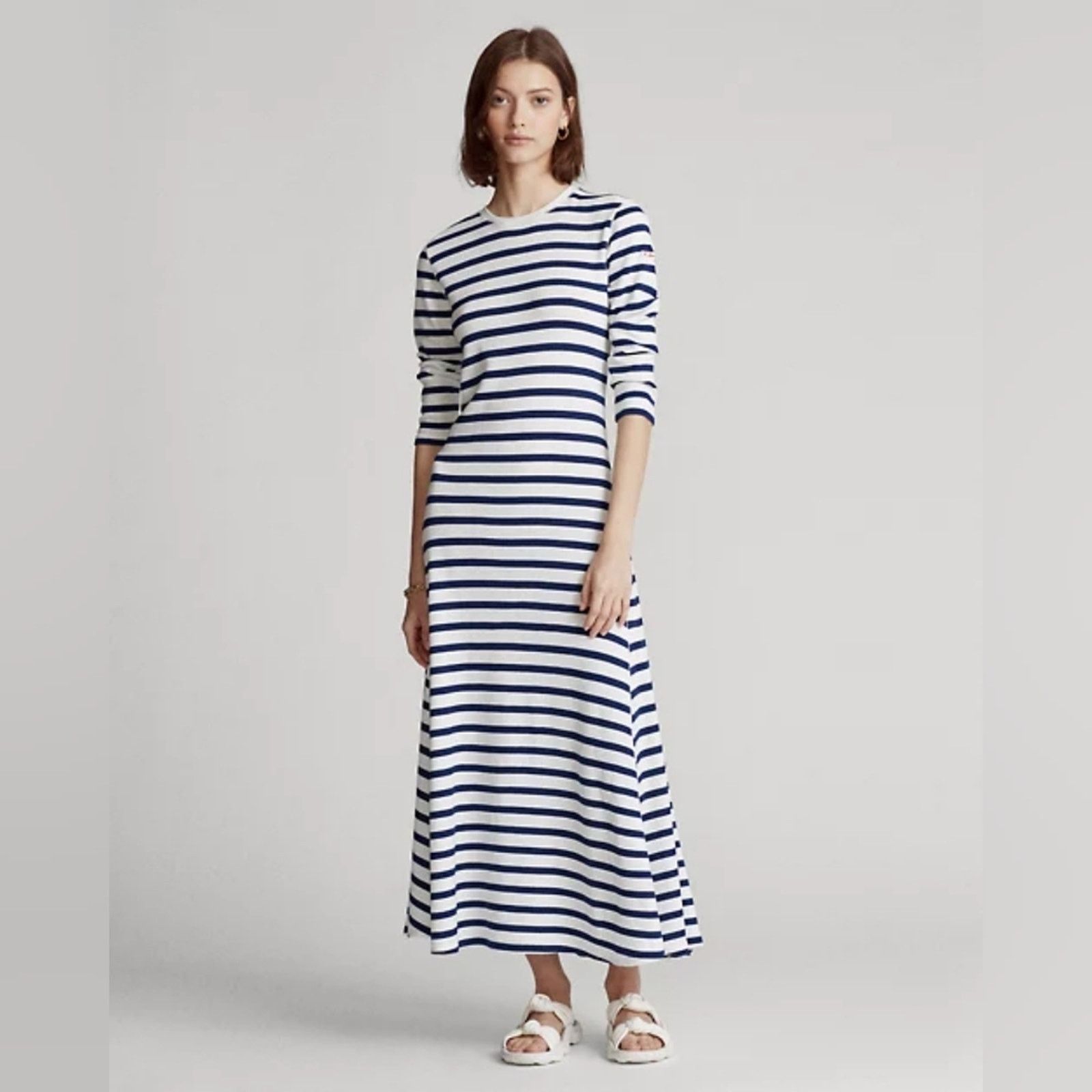 ralph lauren blue striped dress Marlow Cap Sleeve Dress in Peach Handpainted Flora Stripe 4X