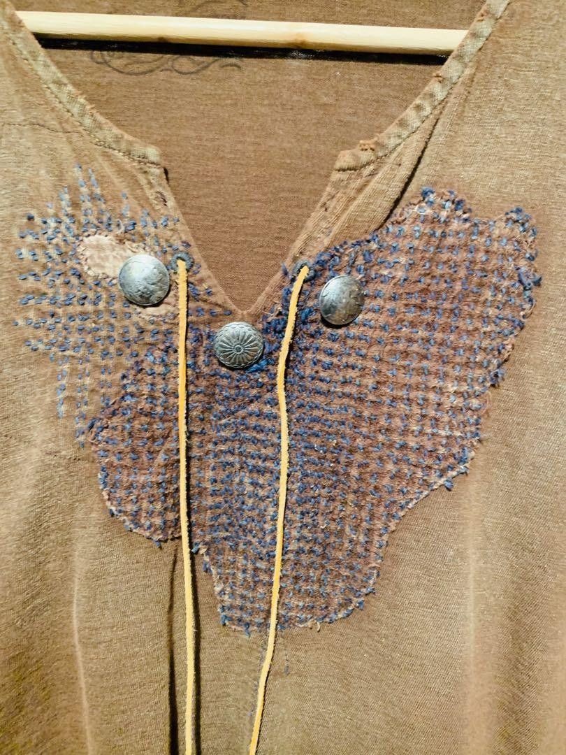 Kapital Distressed Sashiko Patchwork Long Sleeve Tee Size US XL / EU 56 / 4 - 4 Thumbnail