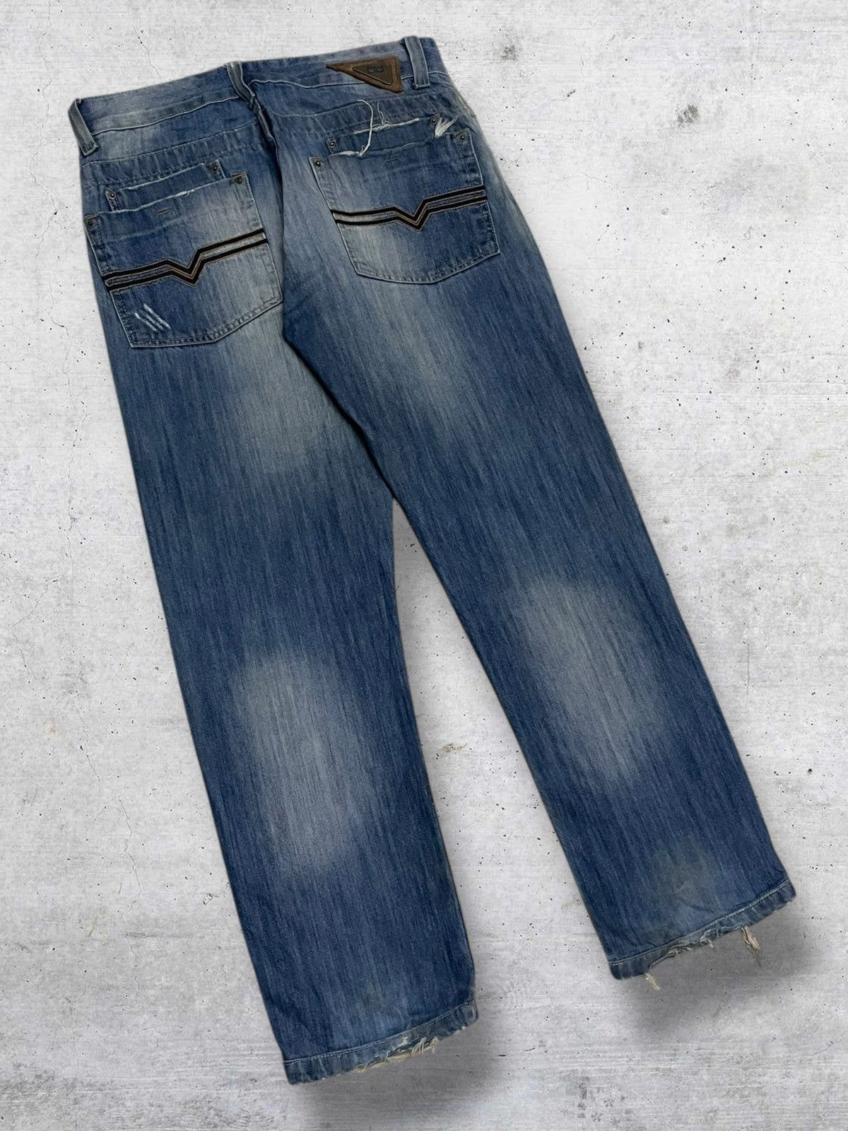 Japanese Brand VINTAGE REPUBLICA MIX DESIGNER JAPAN MUDWASH RIPPED DENIM Size US 31 - 10 Thumbnail
