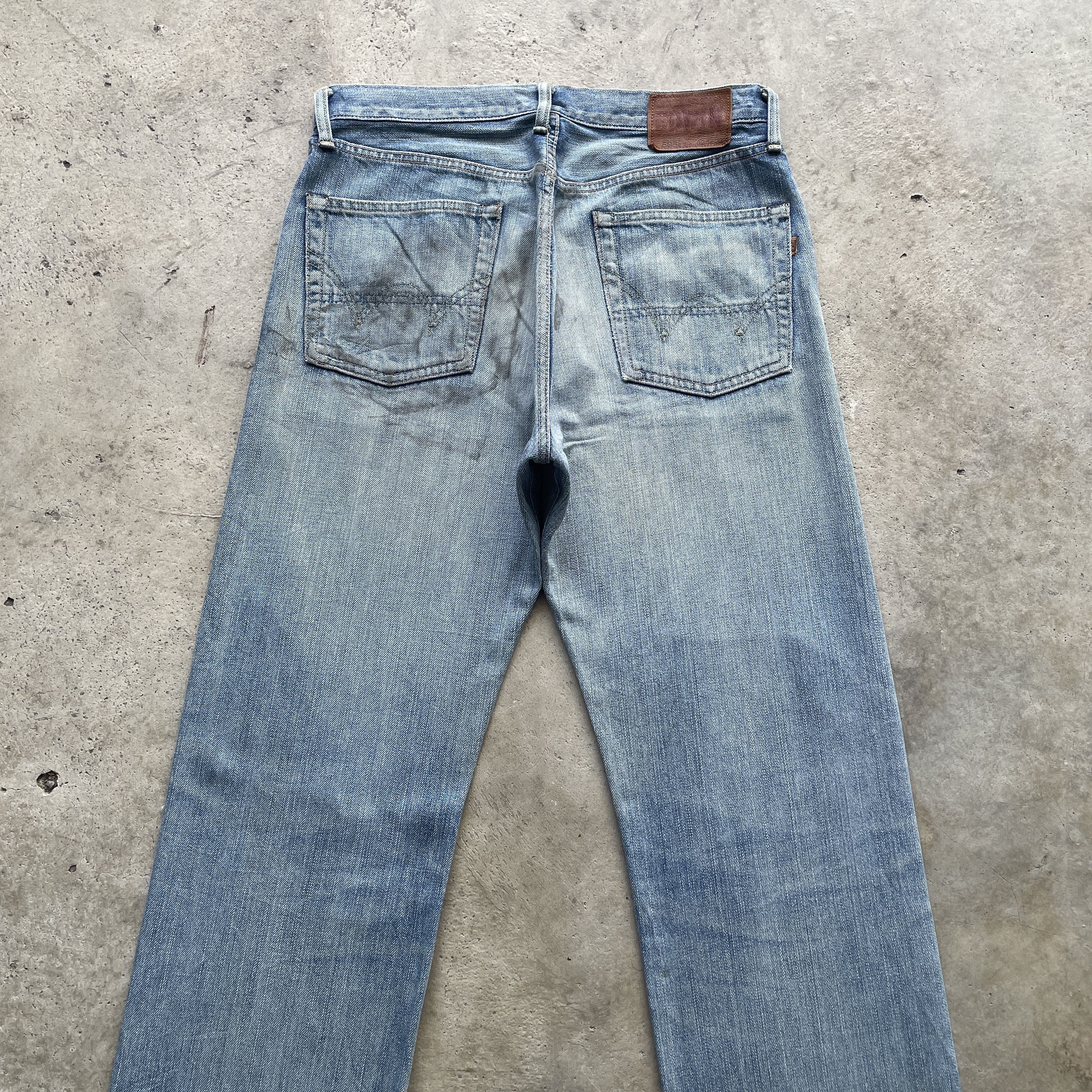 Edwin VINTAGE EDWIN 505 DISTRESSED BAGGY FADED REDLINE JEANS PANTS Size US 33 - 10 Thumbnail