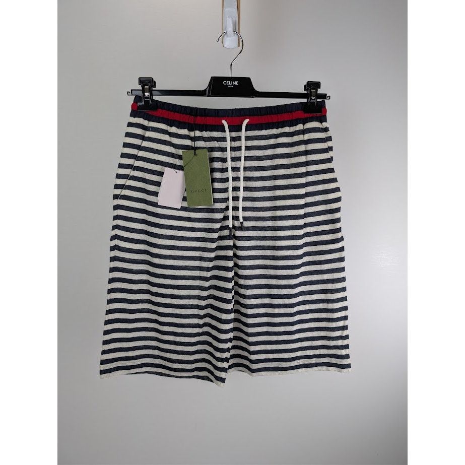 Gucci o1rshd1 Striped Linen Jersey Basket Pant in Navy/Milk Size US 30 / EU 46 - 8 Thumbnail