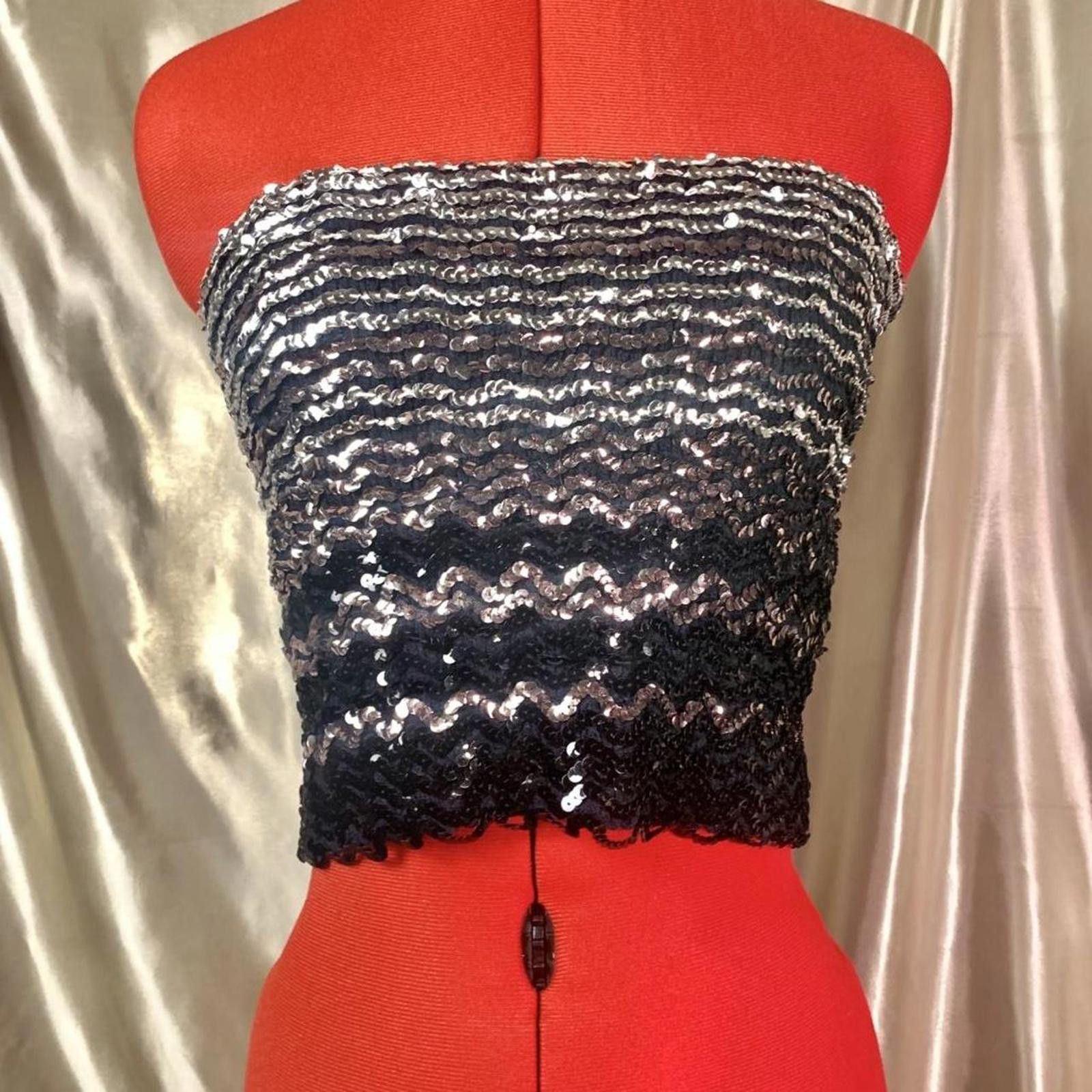 Other Y2k sequined tube/crop top! Size S / US 4 / IT 40 - 4 Thumbnail