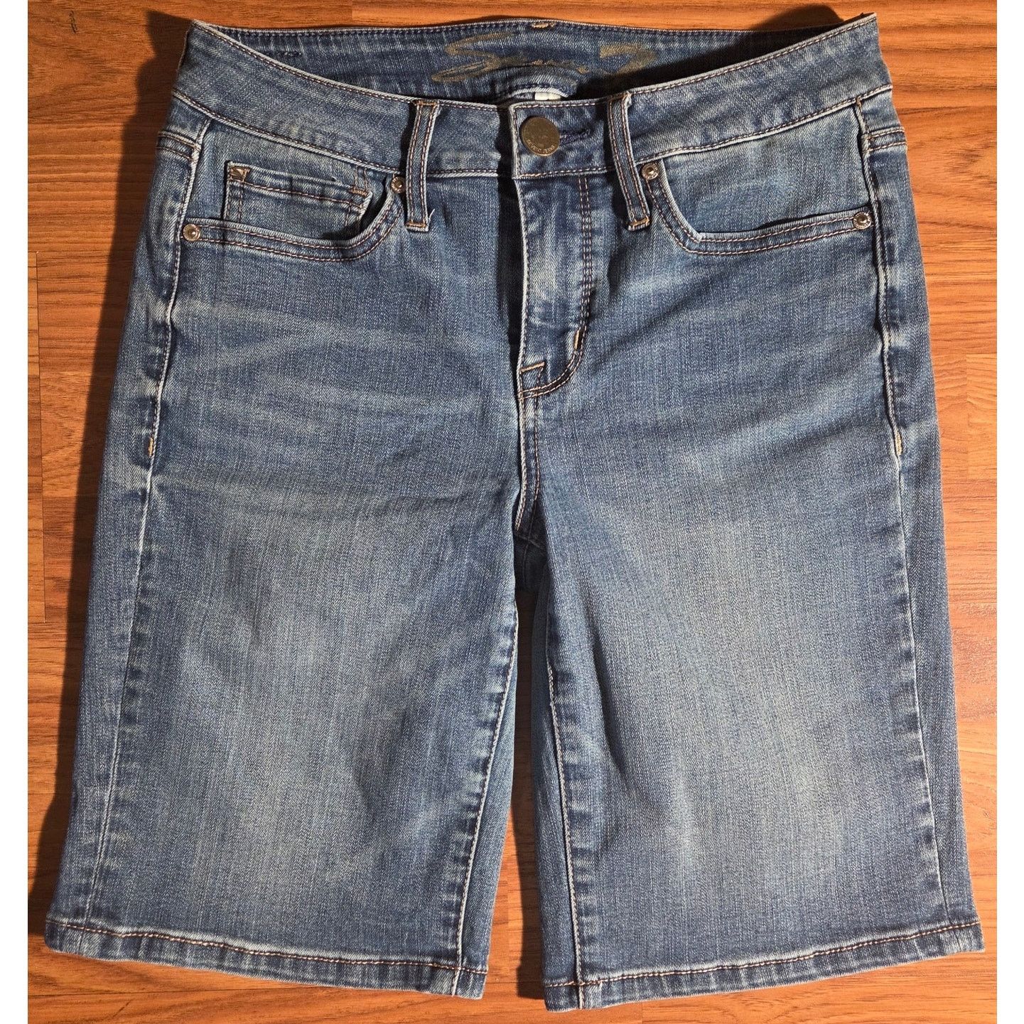 Seven 7 SEVEN7 Blue Denim Acid Wash Bermuda Shorts - Size 4 Size 27" / US 4 / IT 40 - 2 Thumbnail
