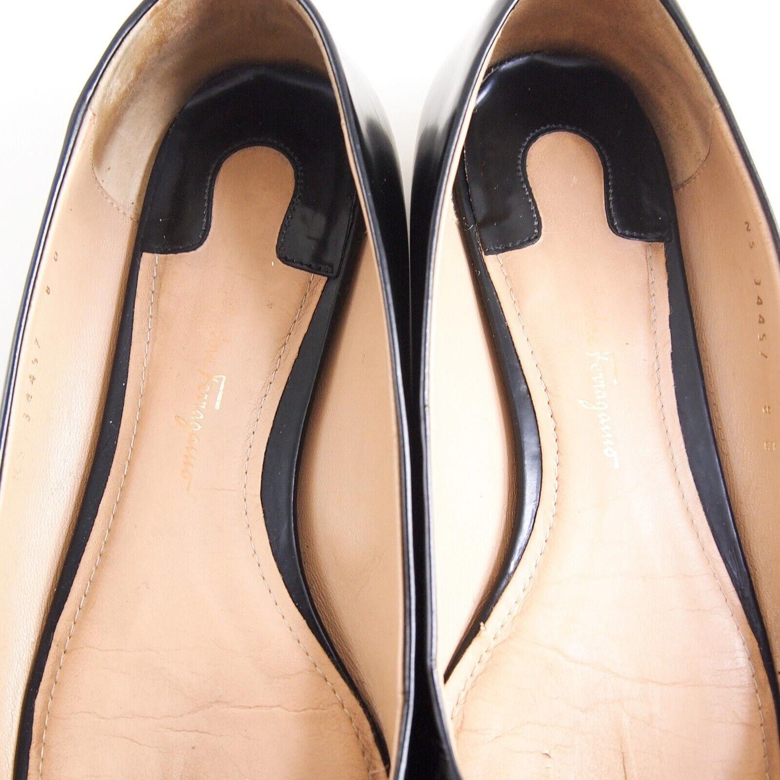 Salvatore Ferragamo Ferragamo Vara Flats Black Leather EU 38.5 US 8 D Size US 8 / IT 38 - 5 Thumbnail