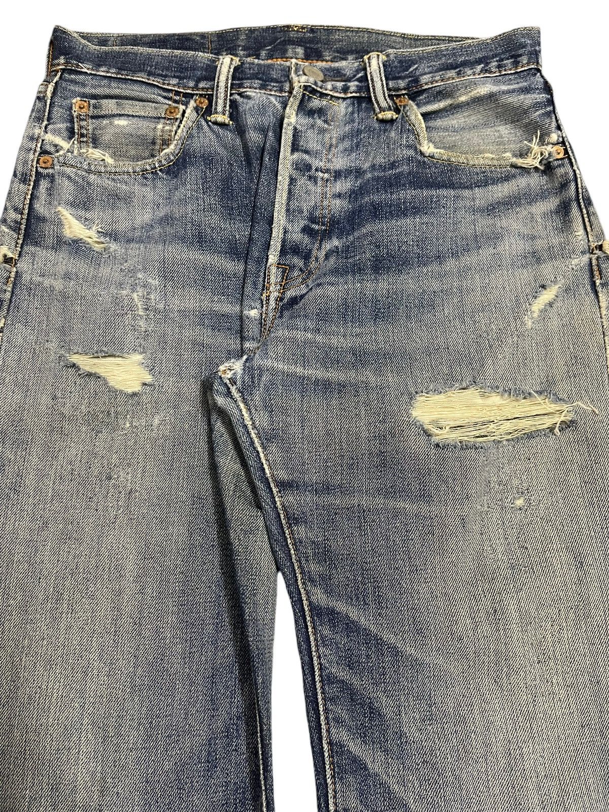 Levi's Levis 501 Blue Faded Wash Distressed Style Jeans Size US 29 - 4 Thumbnail