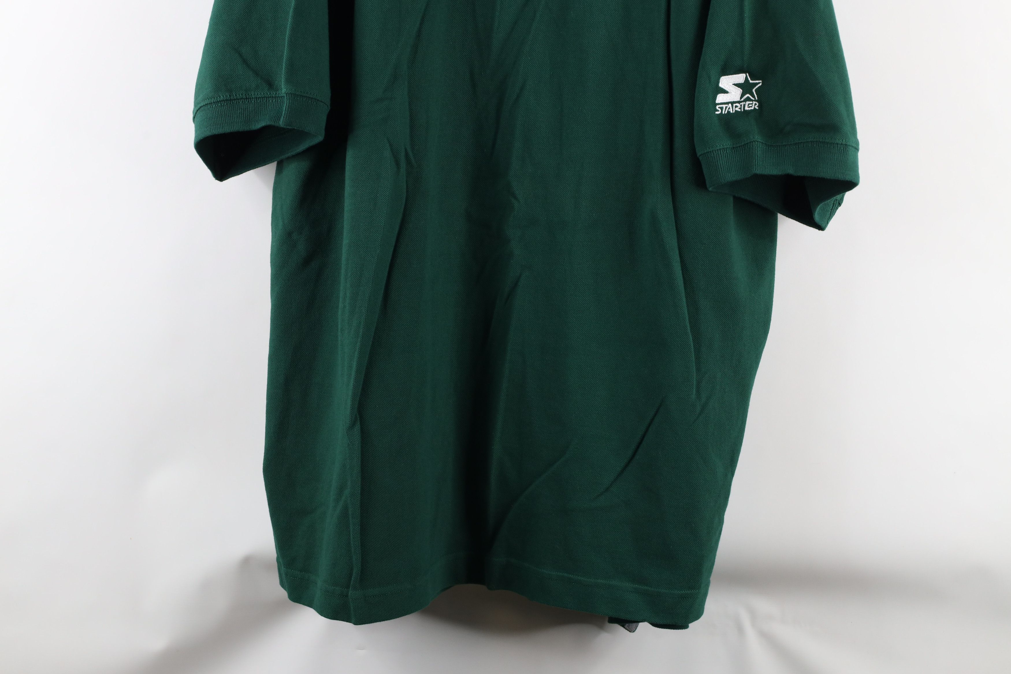 Starter × Vintage Vintage 90s Starter Out Blank Heavyweight Polo Shirt Green Size US XXL / EU 58 / 5 - 3 Thumbnail