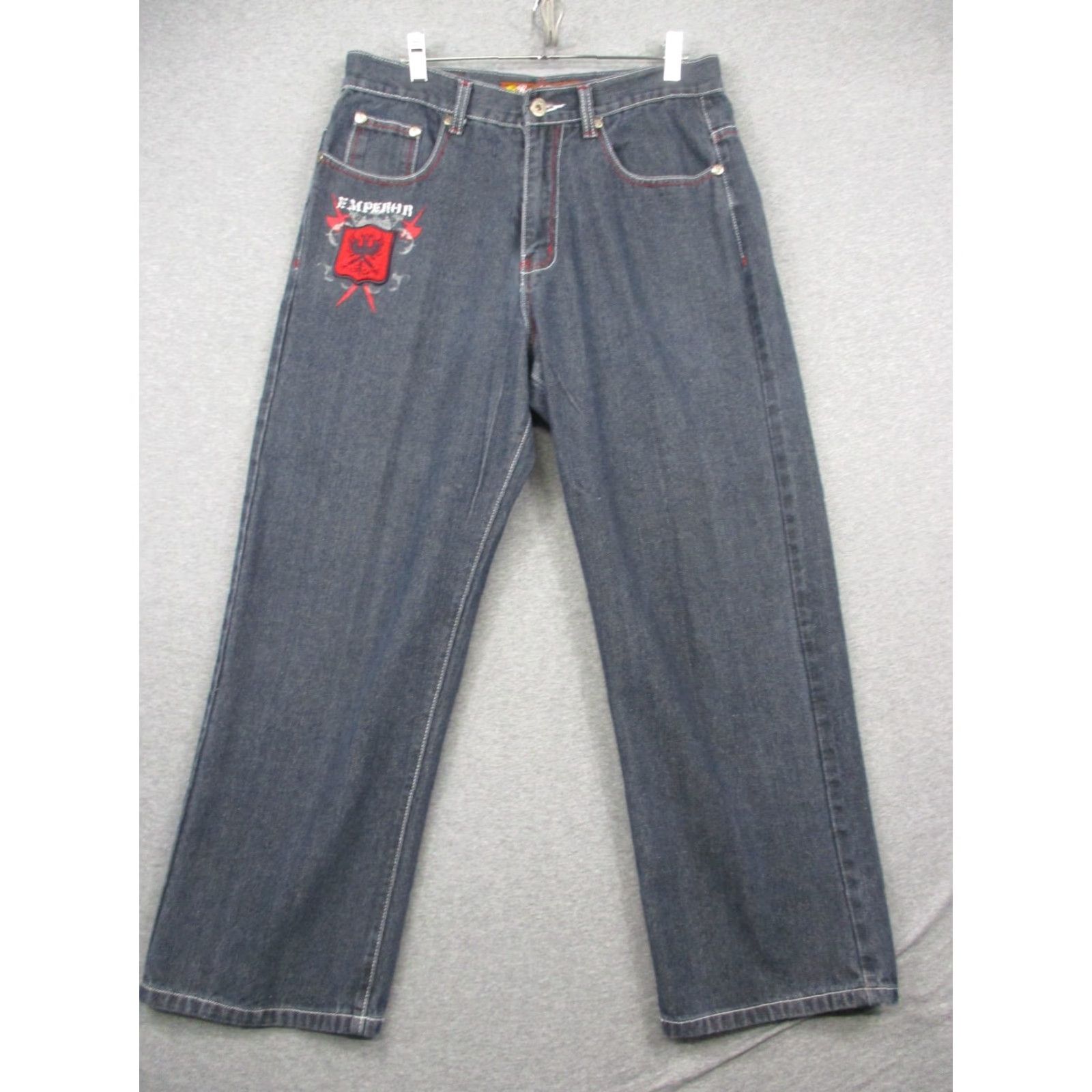 Royal RepubliQ VINTAGE Royal Republic Jeans Baggy Embroidered 32 Blue Denim 100% Cotton Men Regular Straight Inseam 29 High Rise 32 Vintage Y2K Size US 32 / EU 48 - 2 Thumbnail