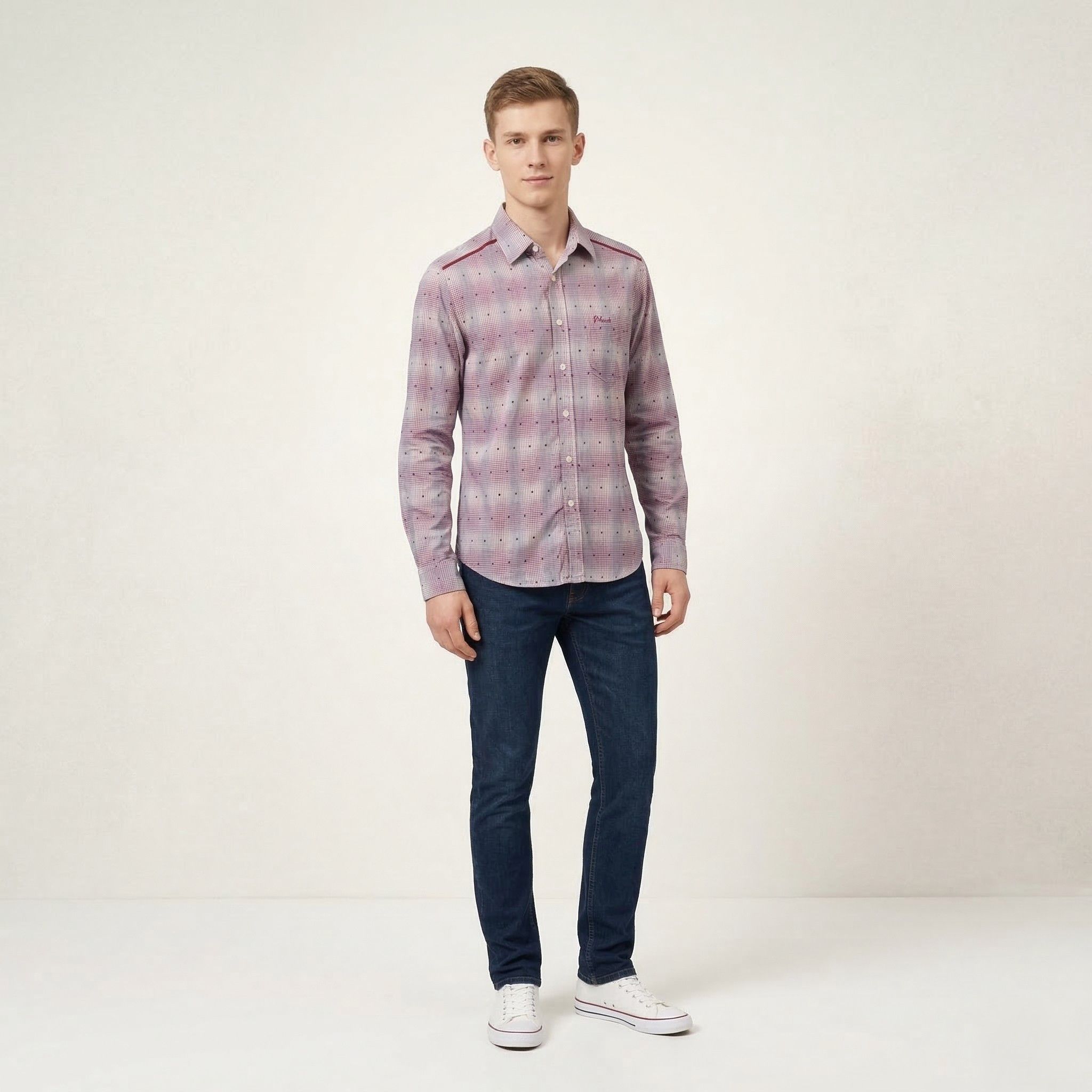 Pringle Of Scotland Pringle Of Scotland Men 15 38 S Casual Shirt Purple 7086 Size US S / EU 44-46 / 1 - 1 Thumbnail