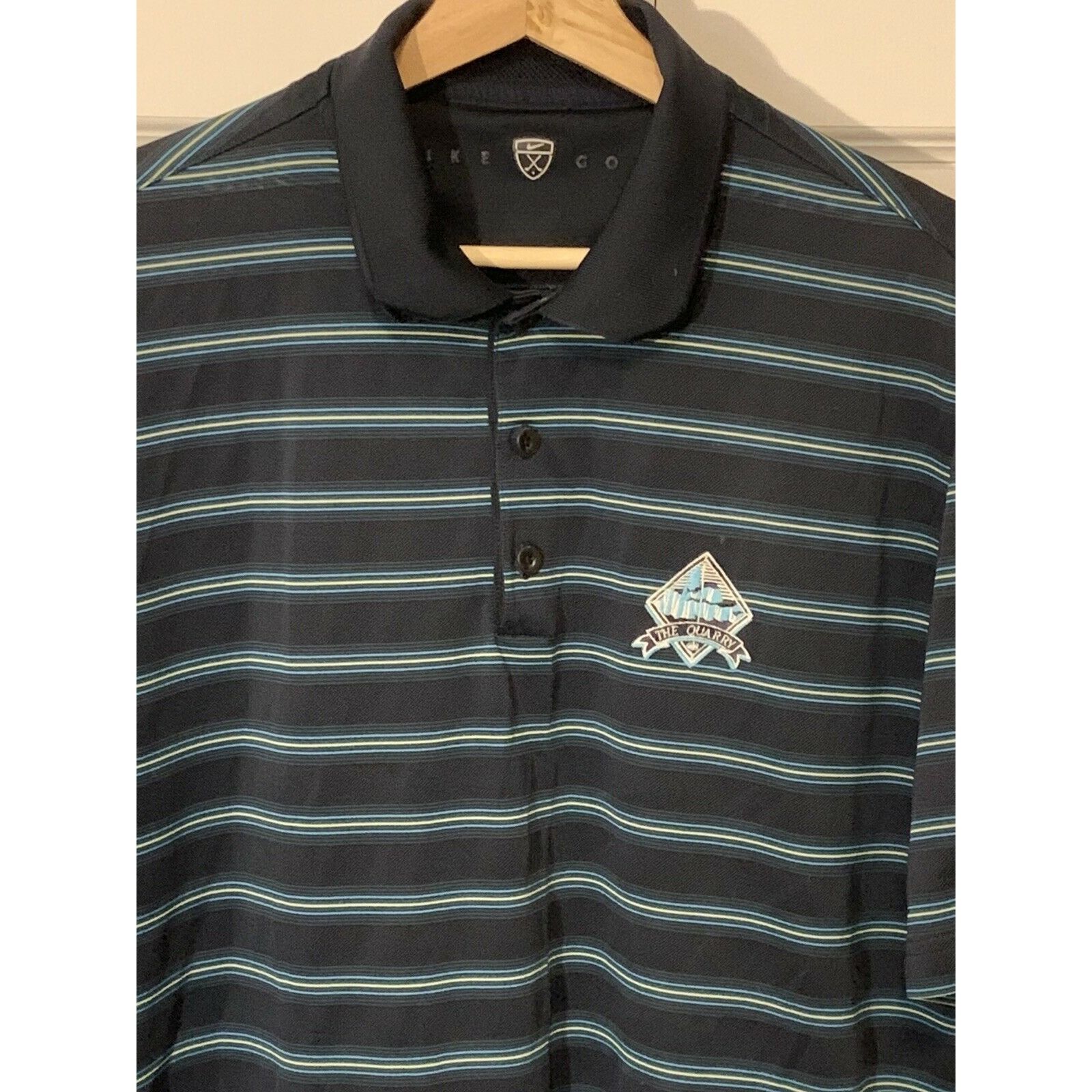 Nike Nike Golf Striped Polo Shirt The Quarry Men's Sz L Black Blu Size US L / EU 52-54 / 3 - 1 Thumbnail