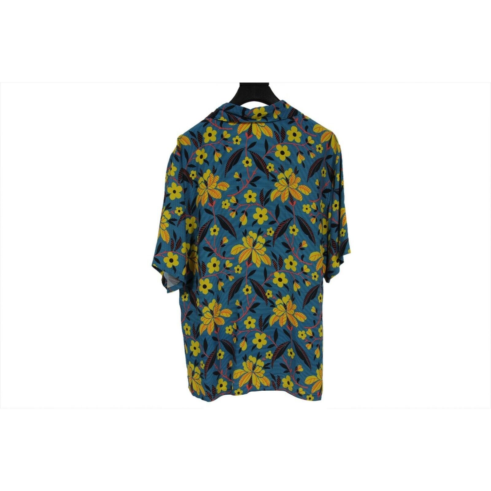 Prada Floral Button Down Shirt Blue Yellow Viscose Size US L / EU 52-54 / 3 - 7 Thumbnail