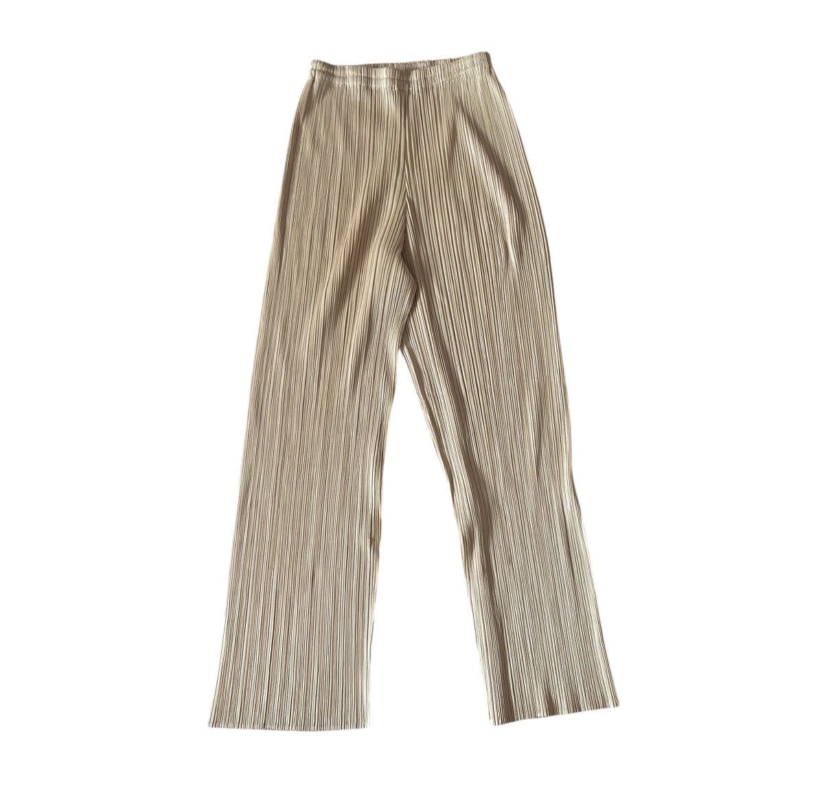 Pleats Please Issey Miyake TAX FREE 🇺🇸 issey miyake pleats please cream trousers Size 22" - 1 Thumbnail