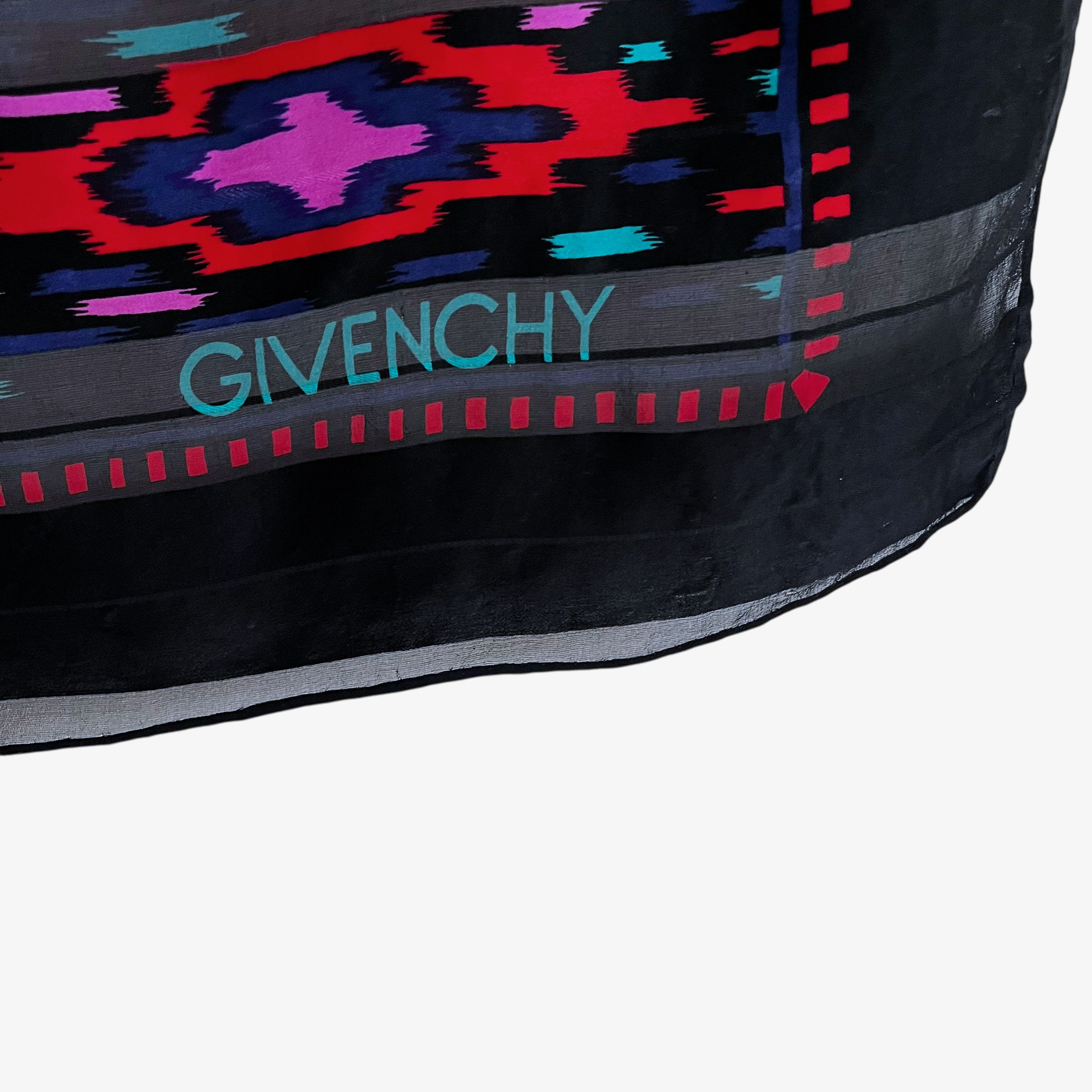 Givenchy Vintage 80s Givenchy Abstract Aztec Striped Silk Scarf Size ONE SIZE - 2 Thumbnail