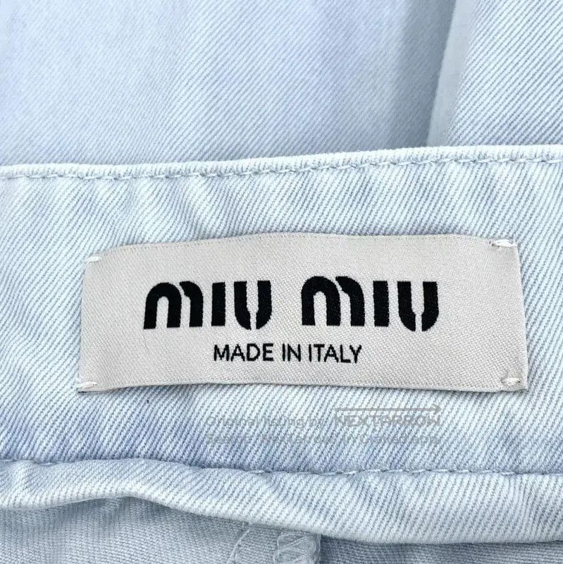 Miu Miu Miu Miu Light Blue Cotton Pleated Skirt . Size 23" - 6 Thumbnail