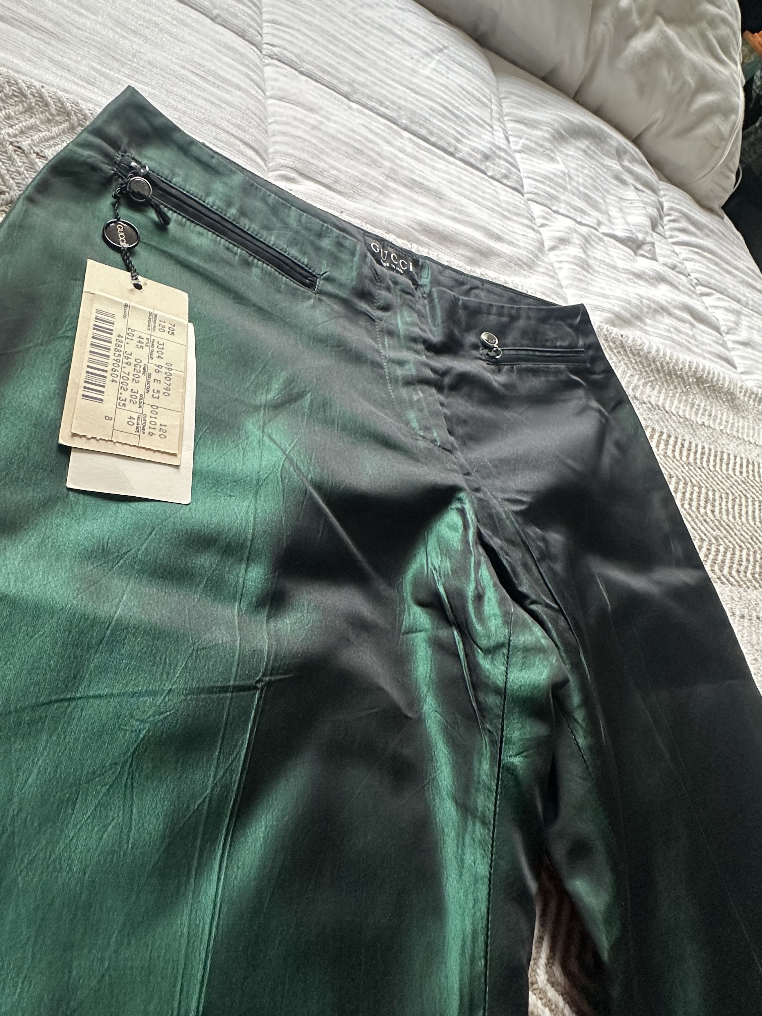Gucci Gucci Green Silk Pants Size 24" / US 00 / IT 34 - 2 Thumbnail