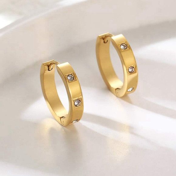 Other 1 Pair Women Stainless Steel Hoop Earring Size ONE SIZE - 6 Thumbnail