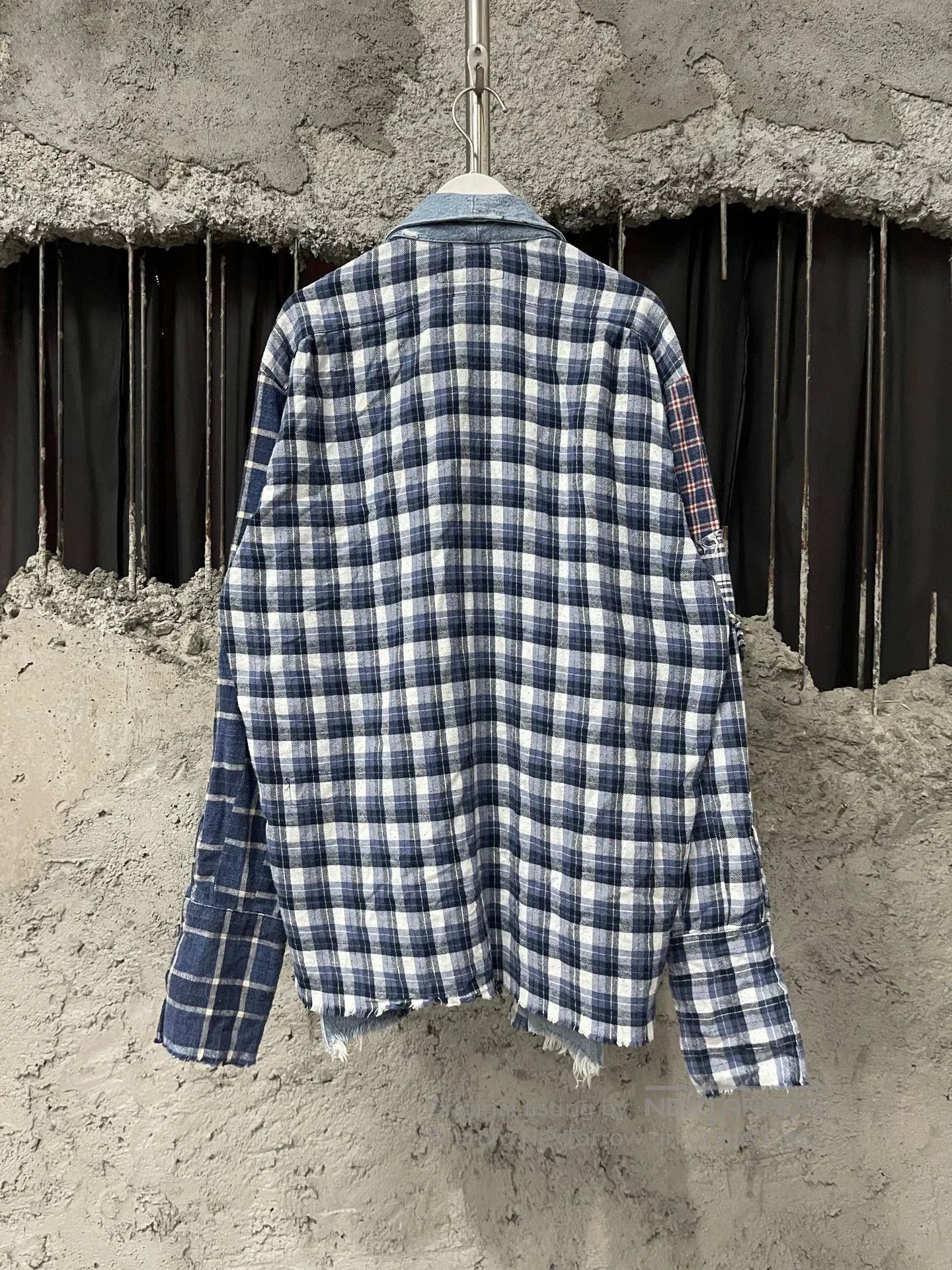 Greg Lauren Blue Patchwork Plaid Button-Up Shirt Size L. Size US L / EU 52-54 / 3 - 2 Thumbnail