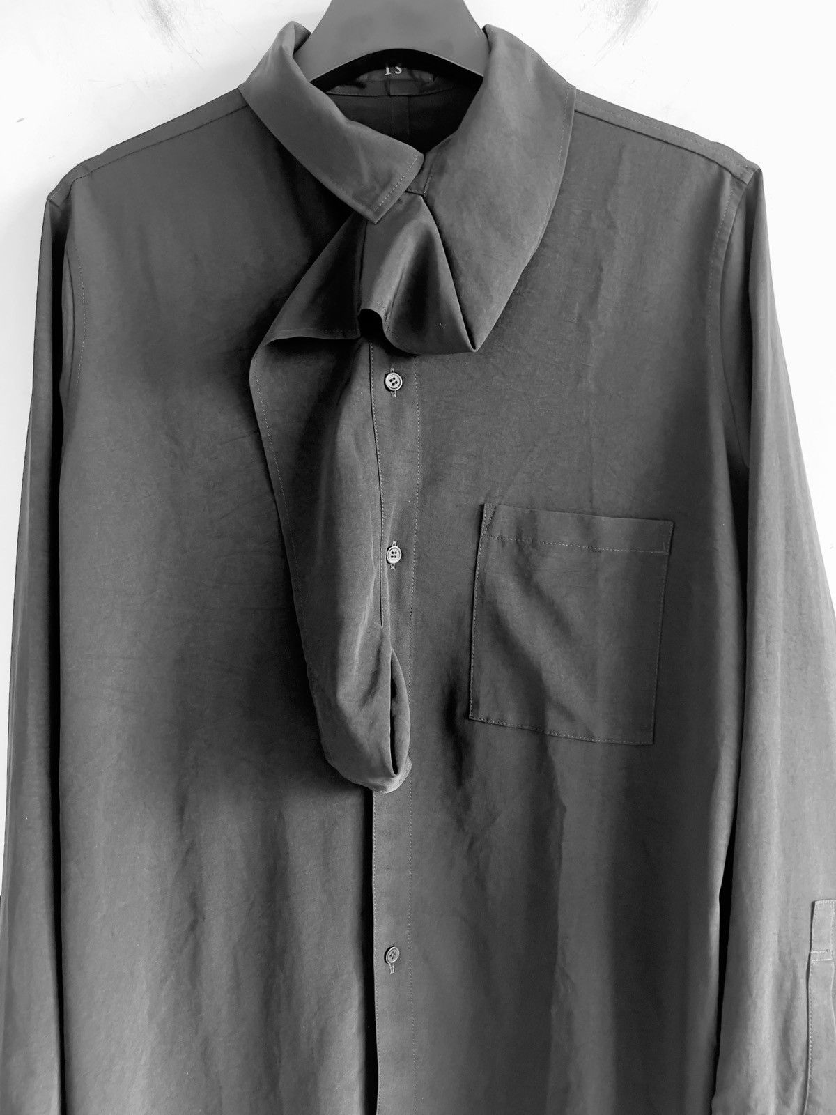 Yohji Yamamoto Y's Yohji Yamamoto - De Chine COLLAR DRAPE BLOUSE SHIRT Size XS / US 0-2 / IT 36-38 - 7 Thumbnail