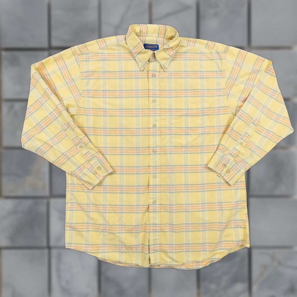 Pendleton Pendleton Mens Shirt Large Yellow Button-Down Long Sleeve Check Collared One Day/All Seasons Casual Vintage No (adapt to structure) Size US L / EU 52-54 / 3 - 1 Thumbnail