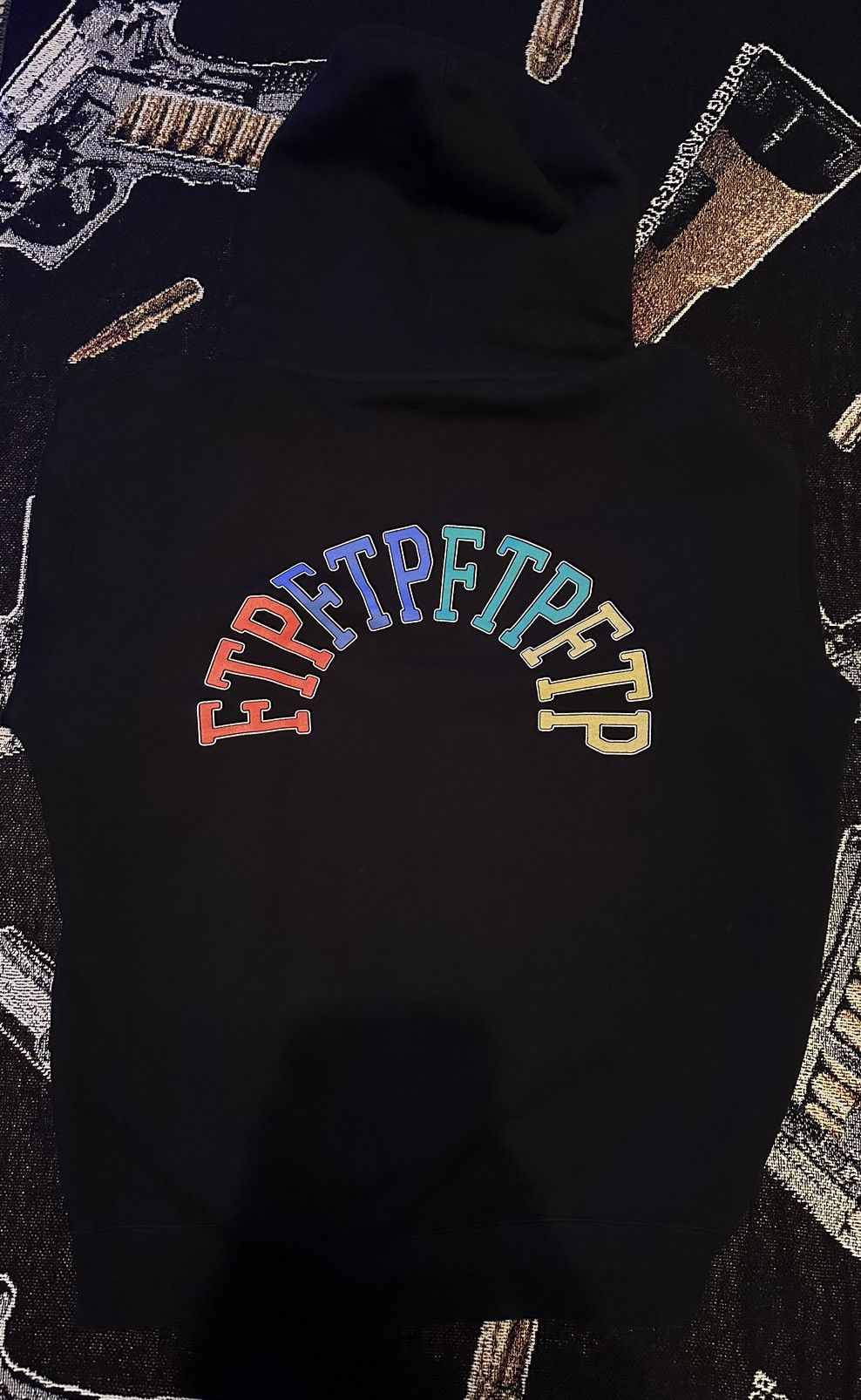 image of Fuck The Population Ftp Multicolor Arch Logo in Black, Men's (Size Large)