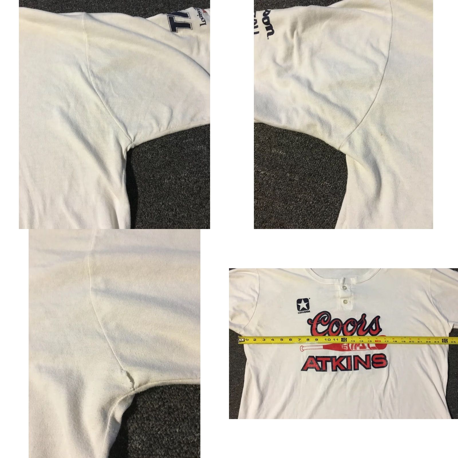 Converse VINTAGE Coors Louisville Slugger Softball Shirt XL White Converse Henley Short Sleeve 90s 80s Grunge Baseball USA Men's Graphic Tee Size US XL / EU 56 / 4 - 8 Thumbnail