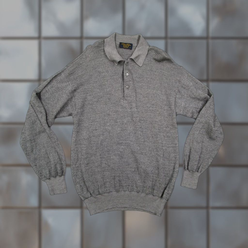 Brooks Brothers VINTAGE Brooks Brothers Mens Sweater Pullover All Seasons Wool Long Sleeve Geometric Italy Medium Gray Size US M / EU 48-50 / 2 - 1 Thumbnail