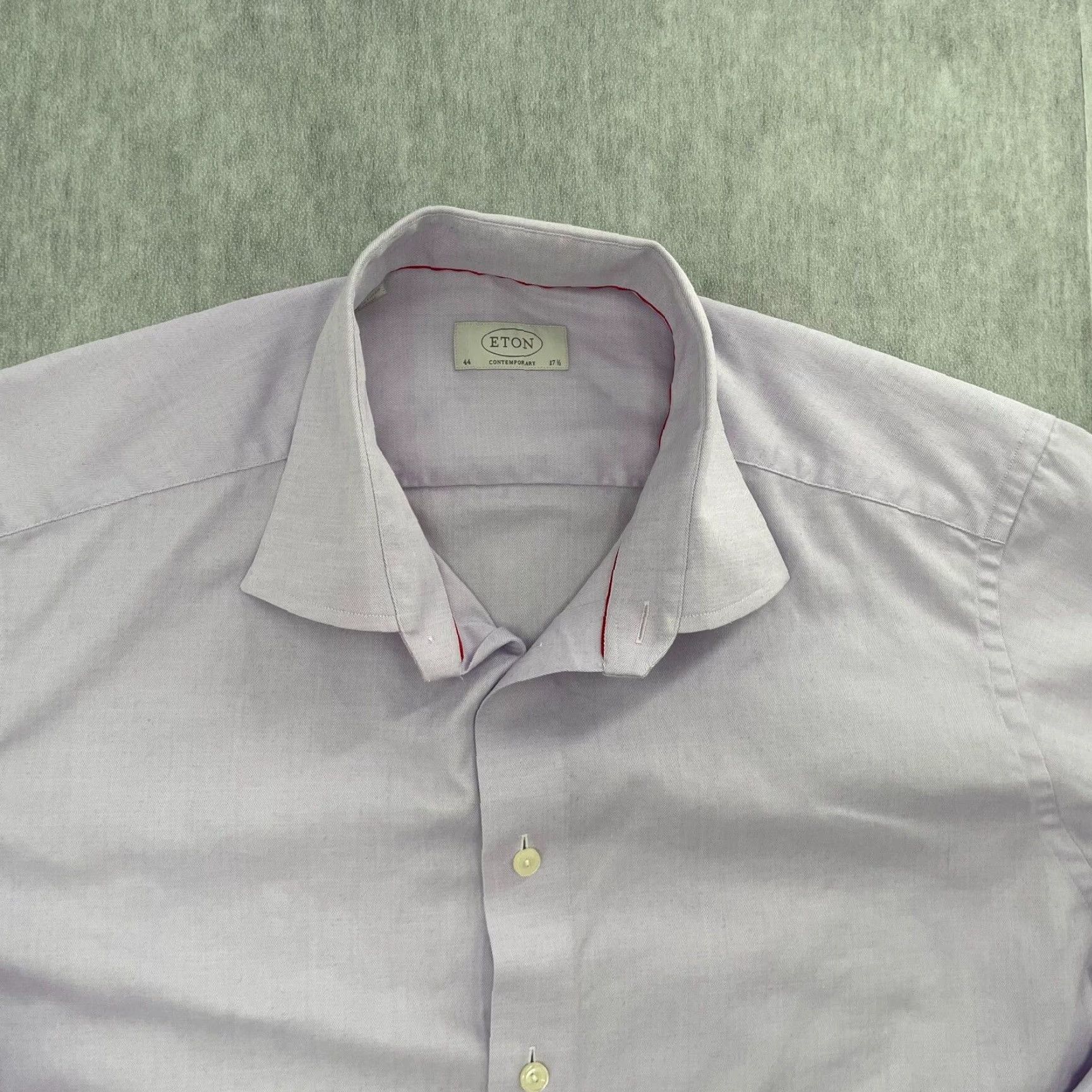 Eton VINTAGE Eton Shirt Men 17.5 Purple Solid Long Sleeve Cotton Button Up Business Casual Formal Shirt Size US XL / EU 56 / 4 - 2 Thumbnail