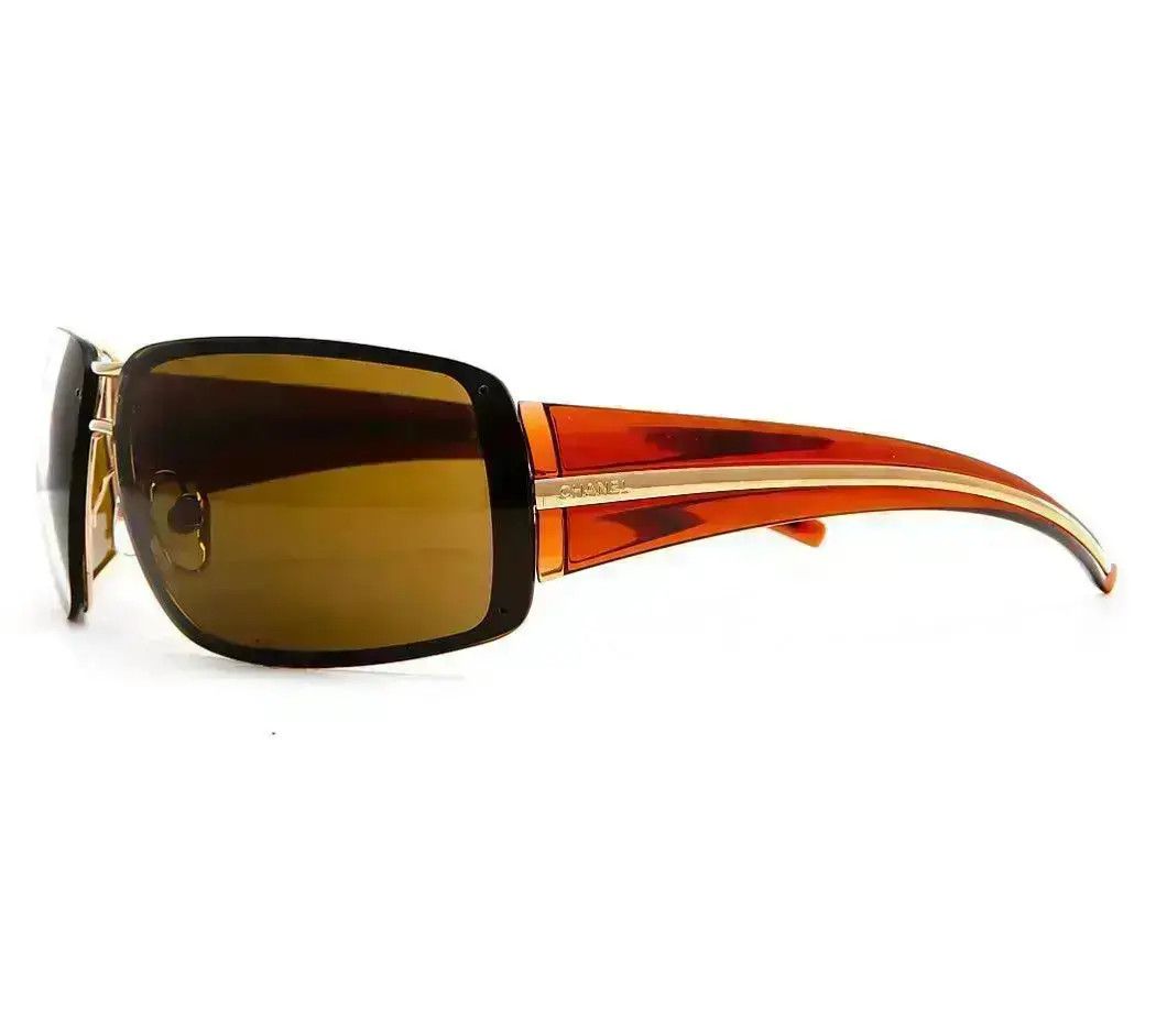 Chanel × Vintage CHANEL Sunglasses Rimless Rhinestone Shield CC Logo 4138 Size ONE SIZE - 1 Thumbnail