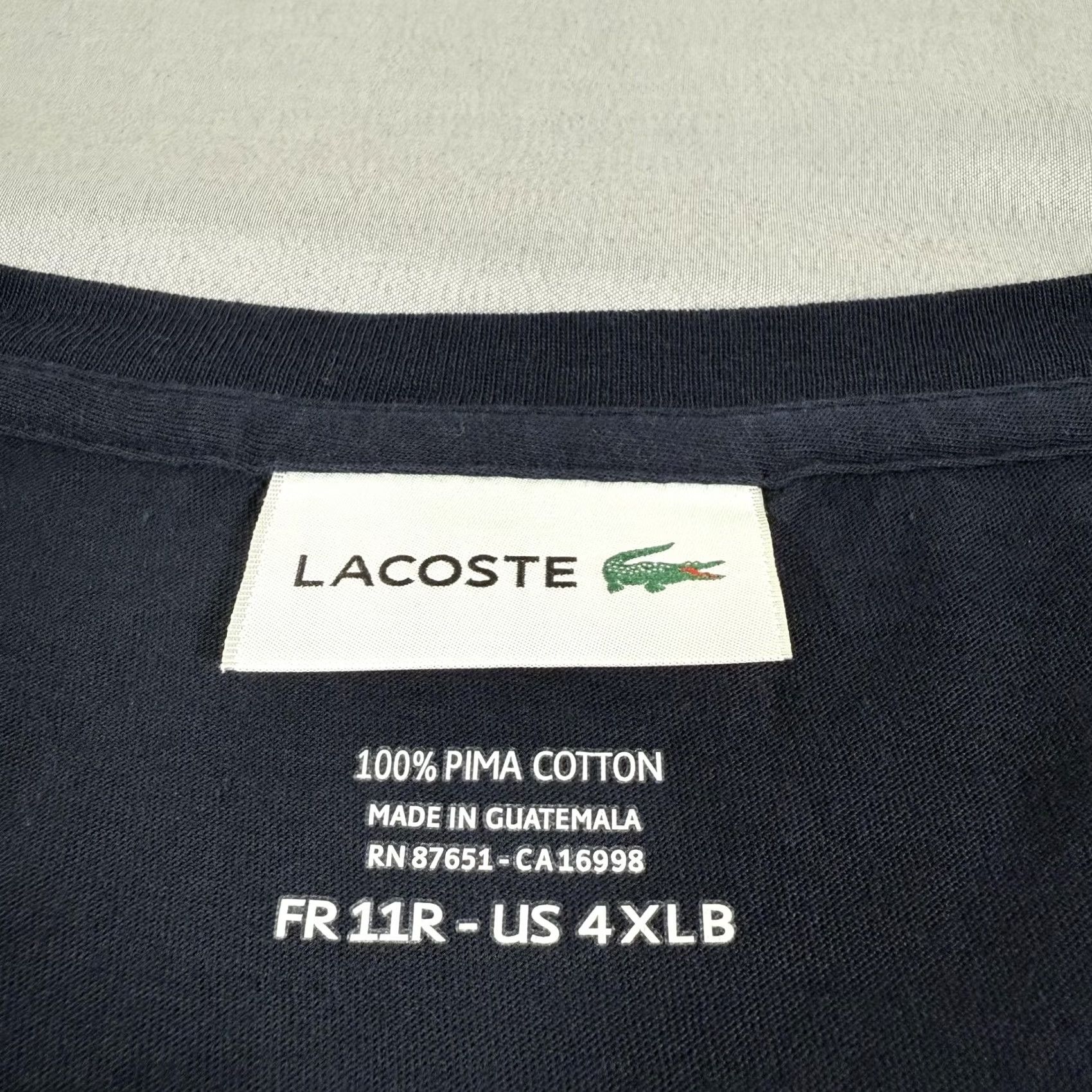 Lacoste Lacoste Shirt Mens 4XLB Blue V-Neck Croc Logo Tee Pima Cotton Stretch Tennis Size US XXL / EU 58 / 5 - 6 Thumbnail